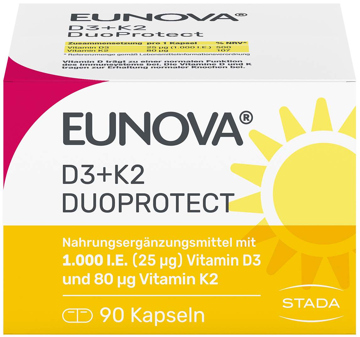 Eunova DuoProtect D3 + K2 1000 I.E. 90 Kapseln