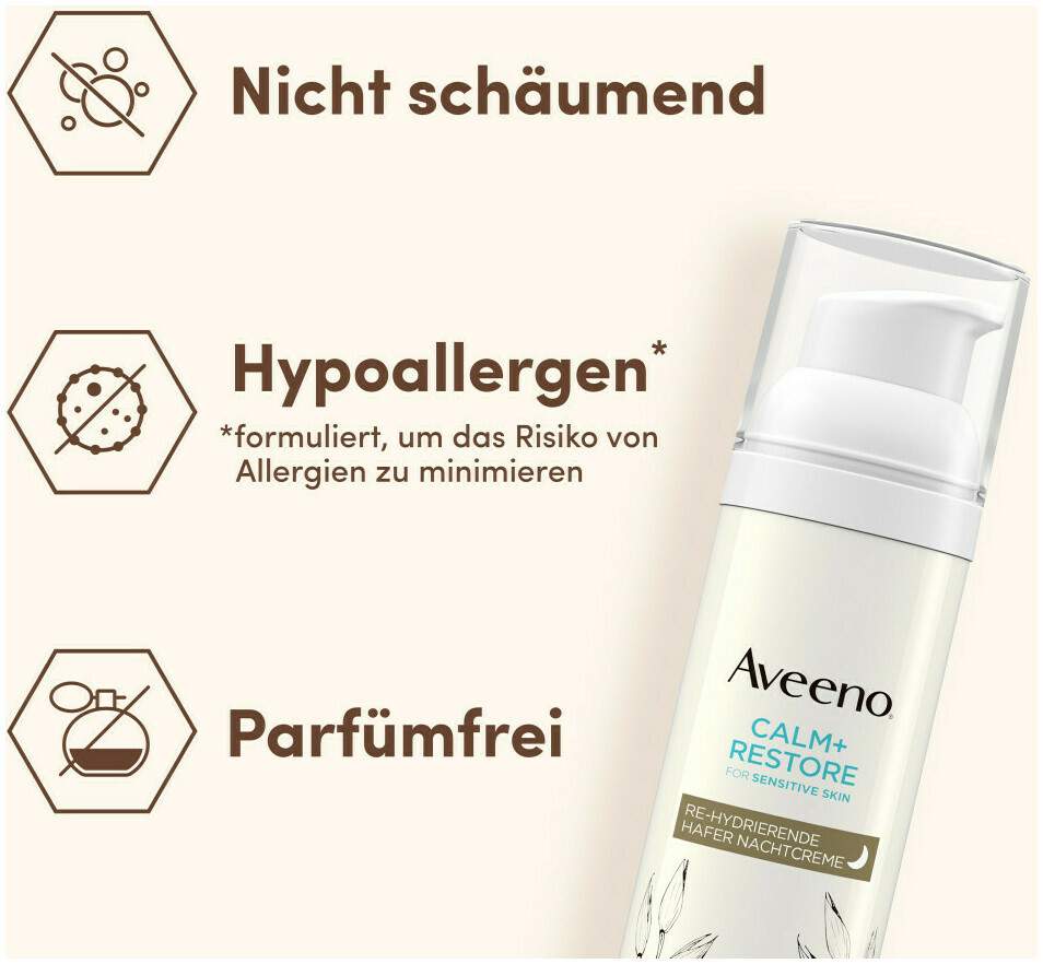 Aveeno Calm+ Restore Re-Hydrierende Hafer Nachtcreme 50 ml