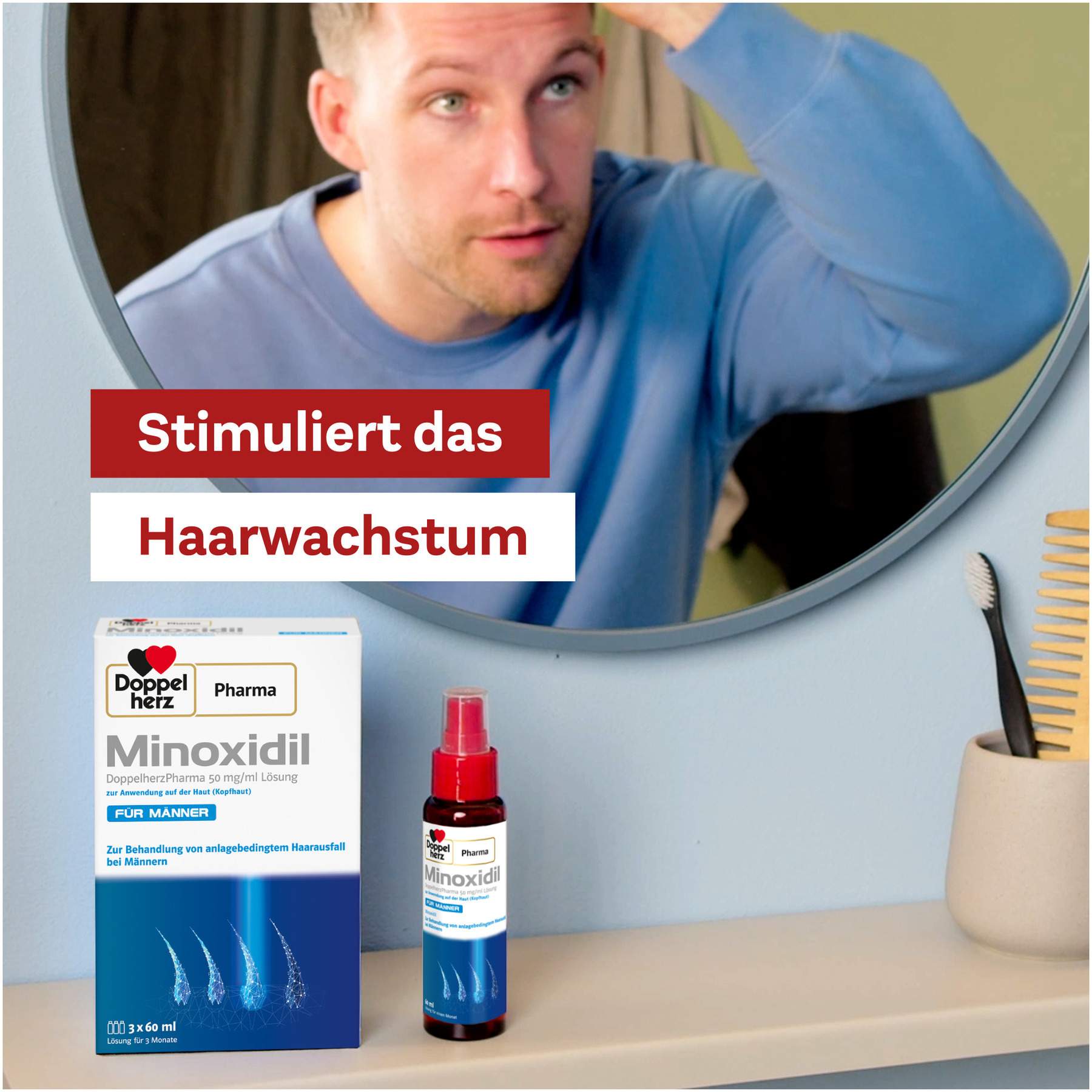 Minoxidil Doppelherz Pharma 50 mg je ml 3 x 60 ml Lösung für Männer