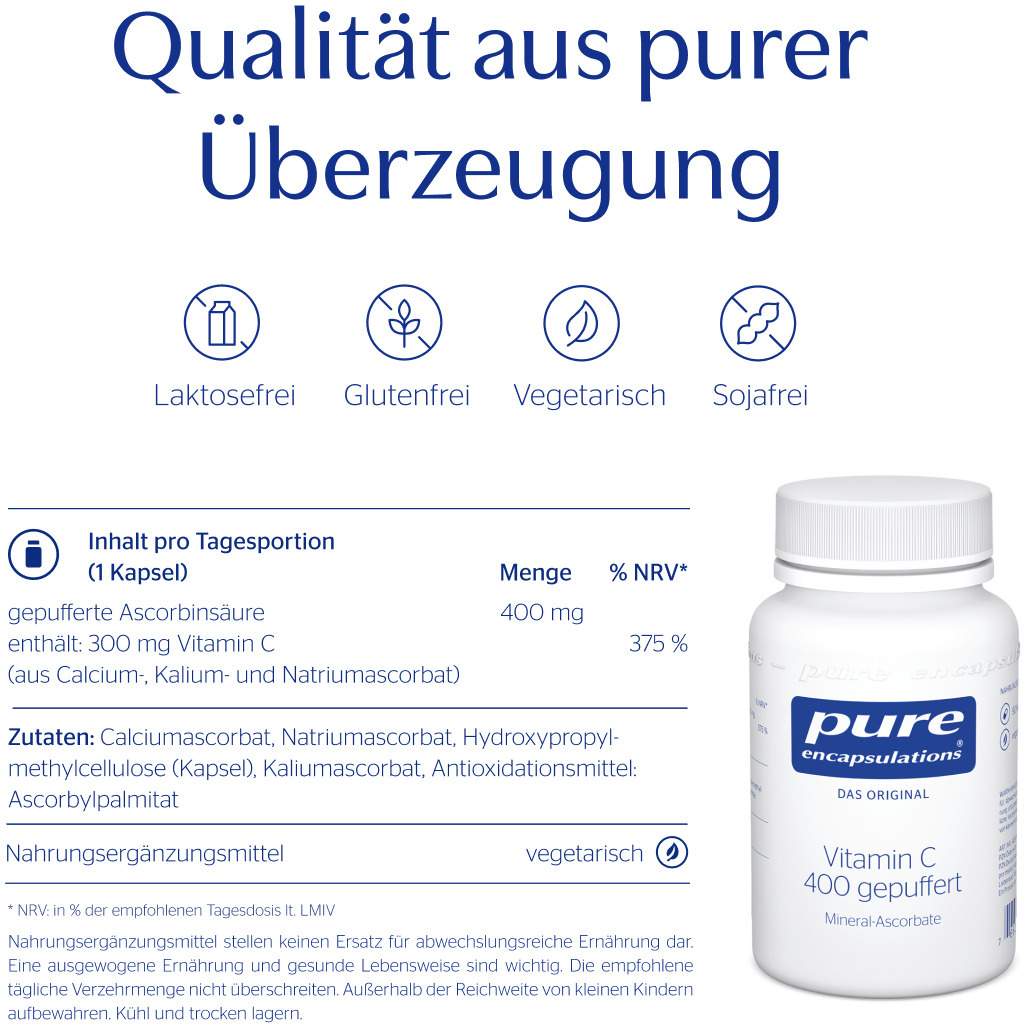 Pure Encapsulations Vitamin C 400 Gepuffert 180 Kapseln