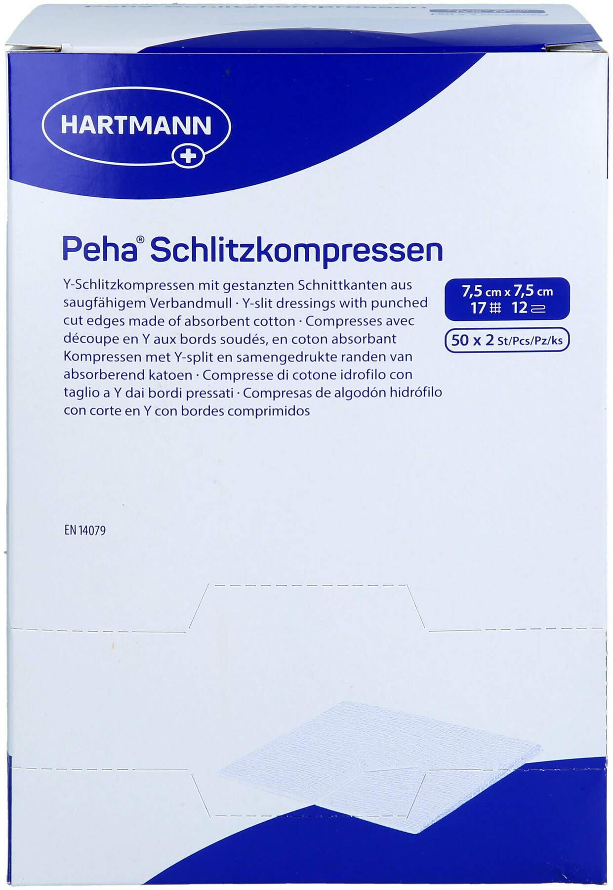 Peha Schlitzkompressen 7,5 X7,5 cm Steril 50 X 2 Kompressen