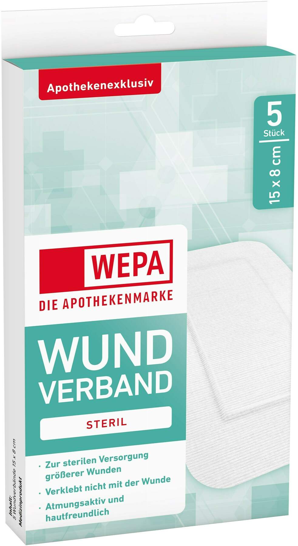 WEPA Wundverband 8 X 15 cm Steril 5 Stück