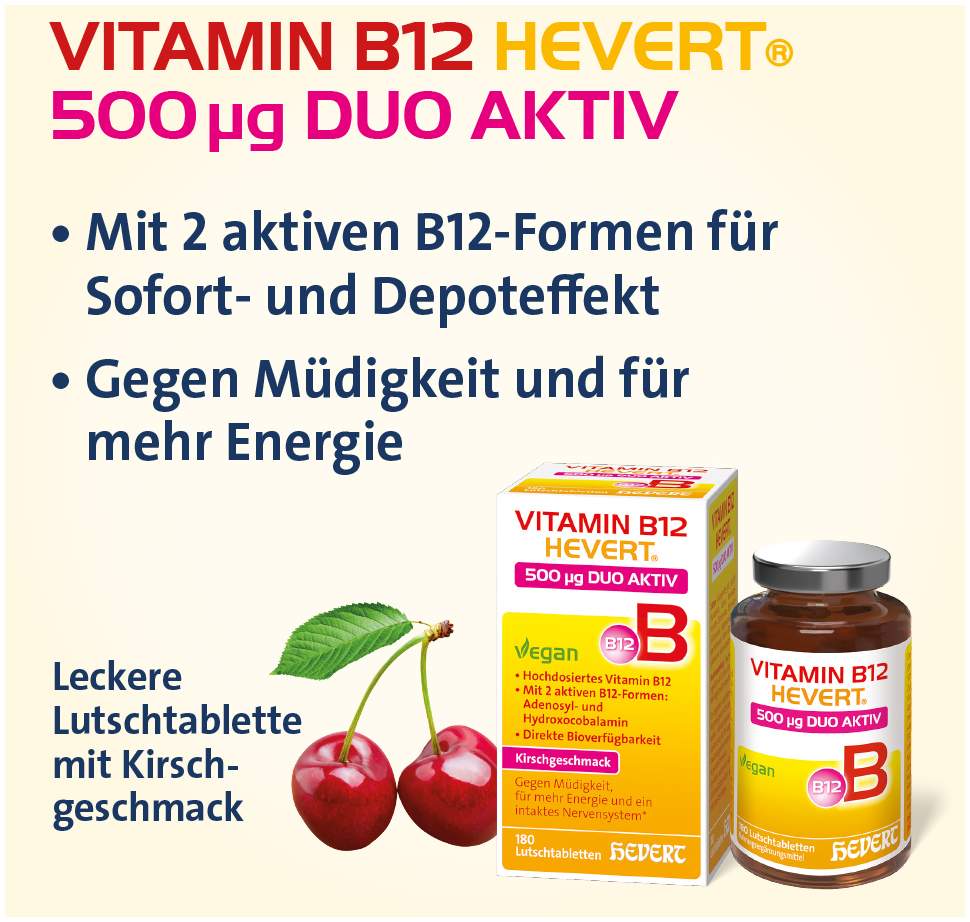 Vitamin B12 Hevert 500 µg Duo Aktiv 180 Lutschtabletten