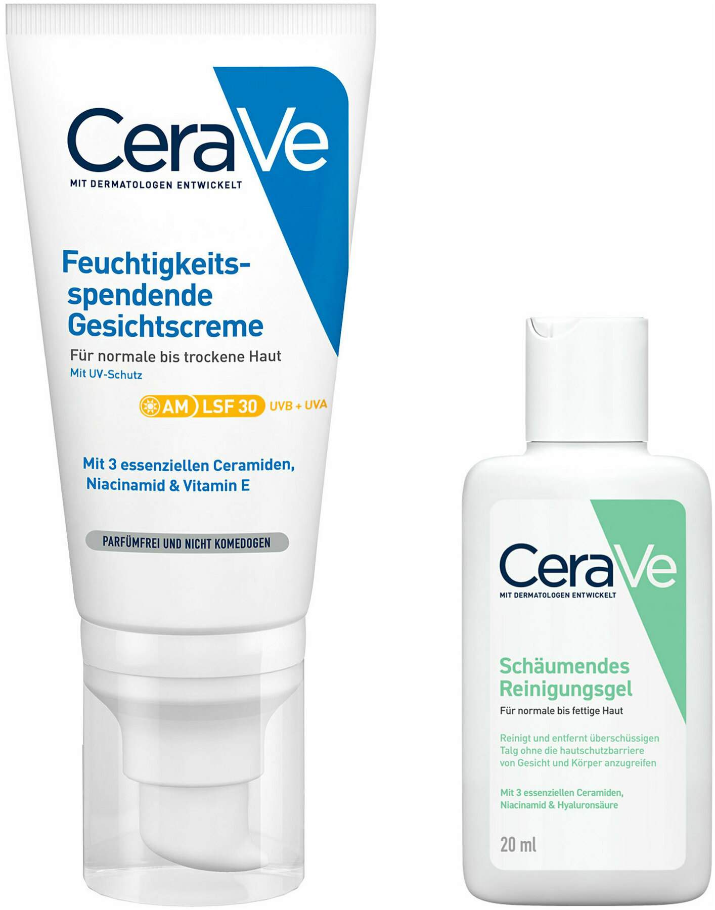 CeraVe Feuchtigkeitsspendende Gesichtscreme LSF 30 52 ml + gratis Schäumendes Reinigungsgel 20 ml