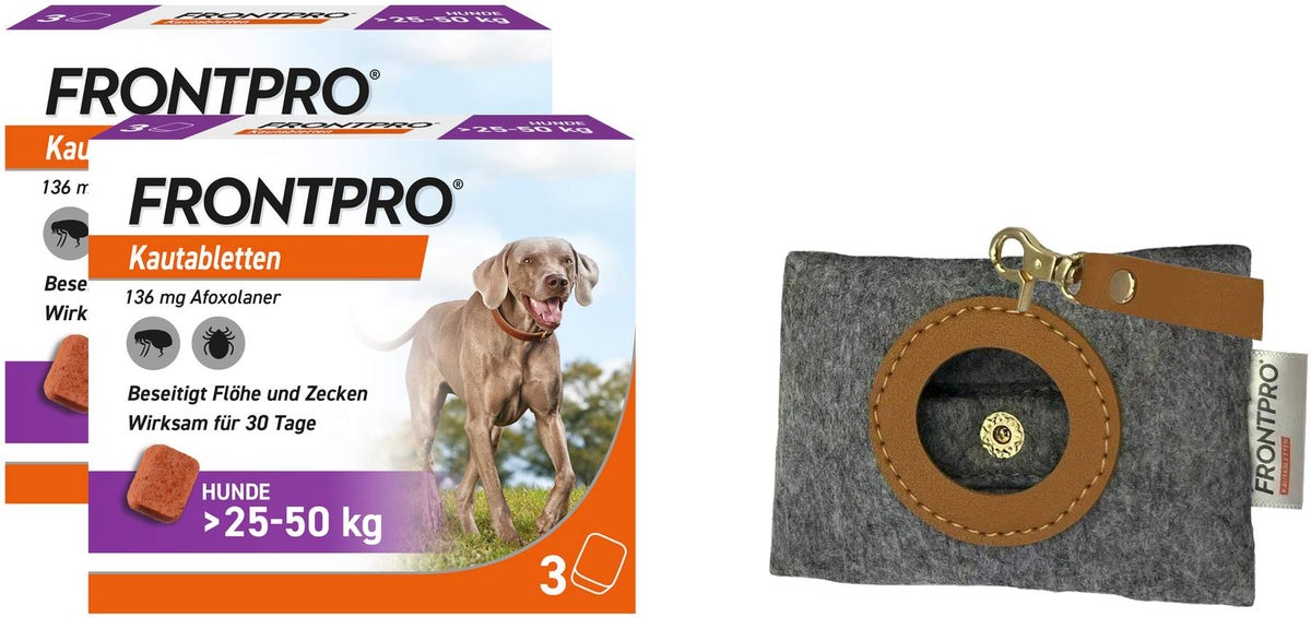 Frontpro 136 mg für Hunde 2 x 3 Kautabletten + gratis Hundebeutelspender 1 Stück