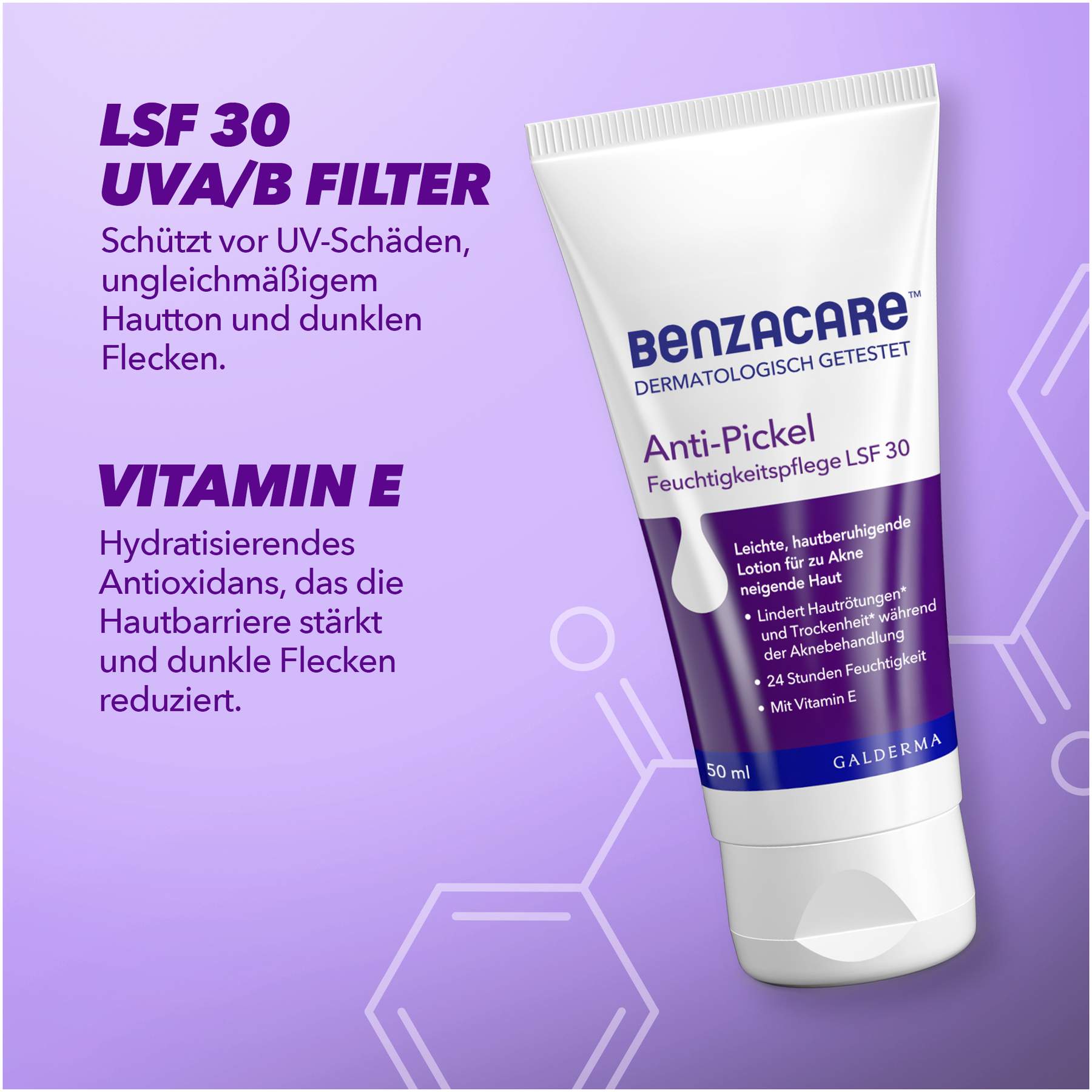 Benzacare Anti-Pickel Feuchtigkeitspflege LSF 30 50 ml