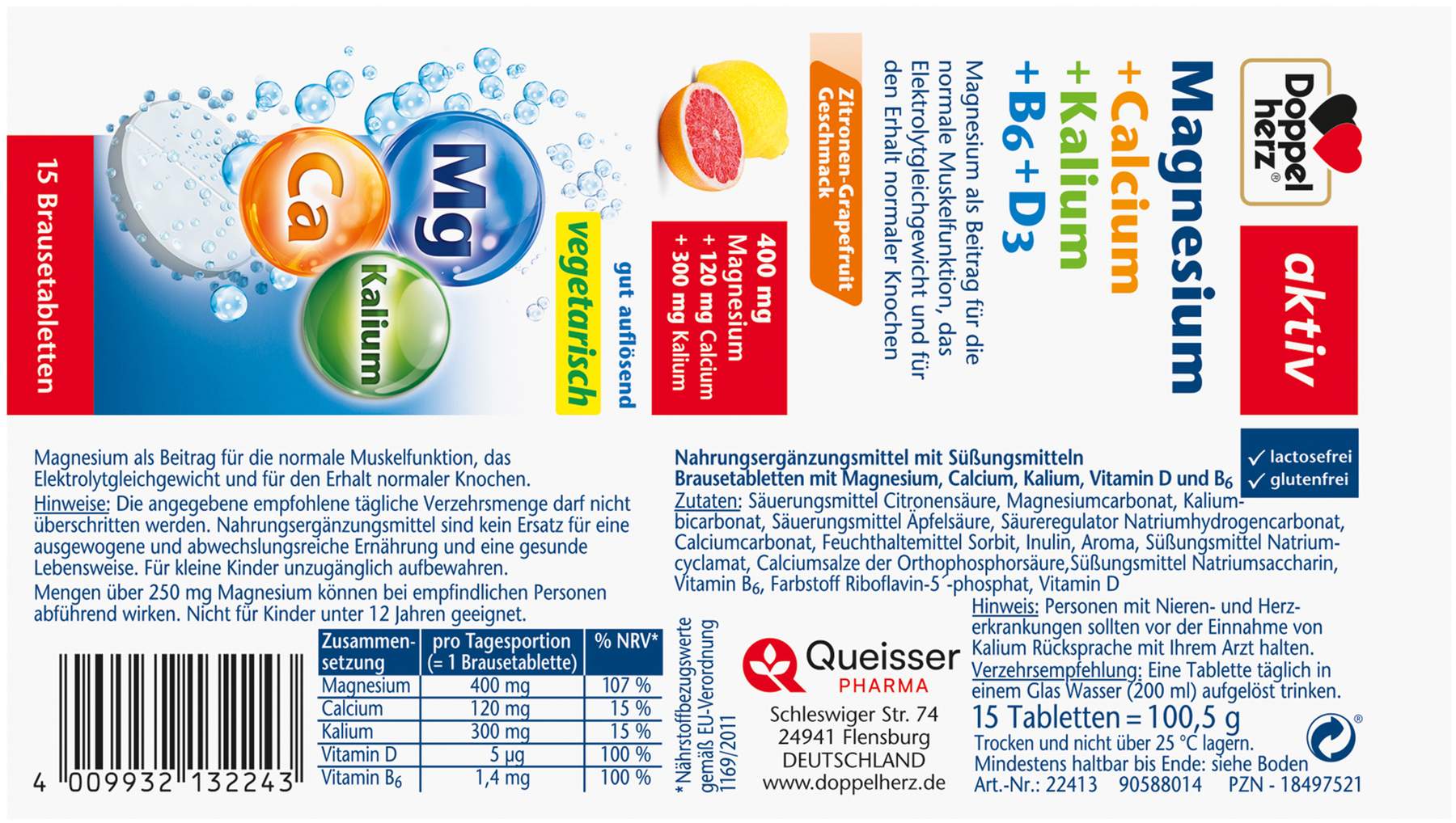 Doppelherz Aktiv Magnesium+calcium+kalium Brausetabl. 15 Stück
