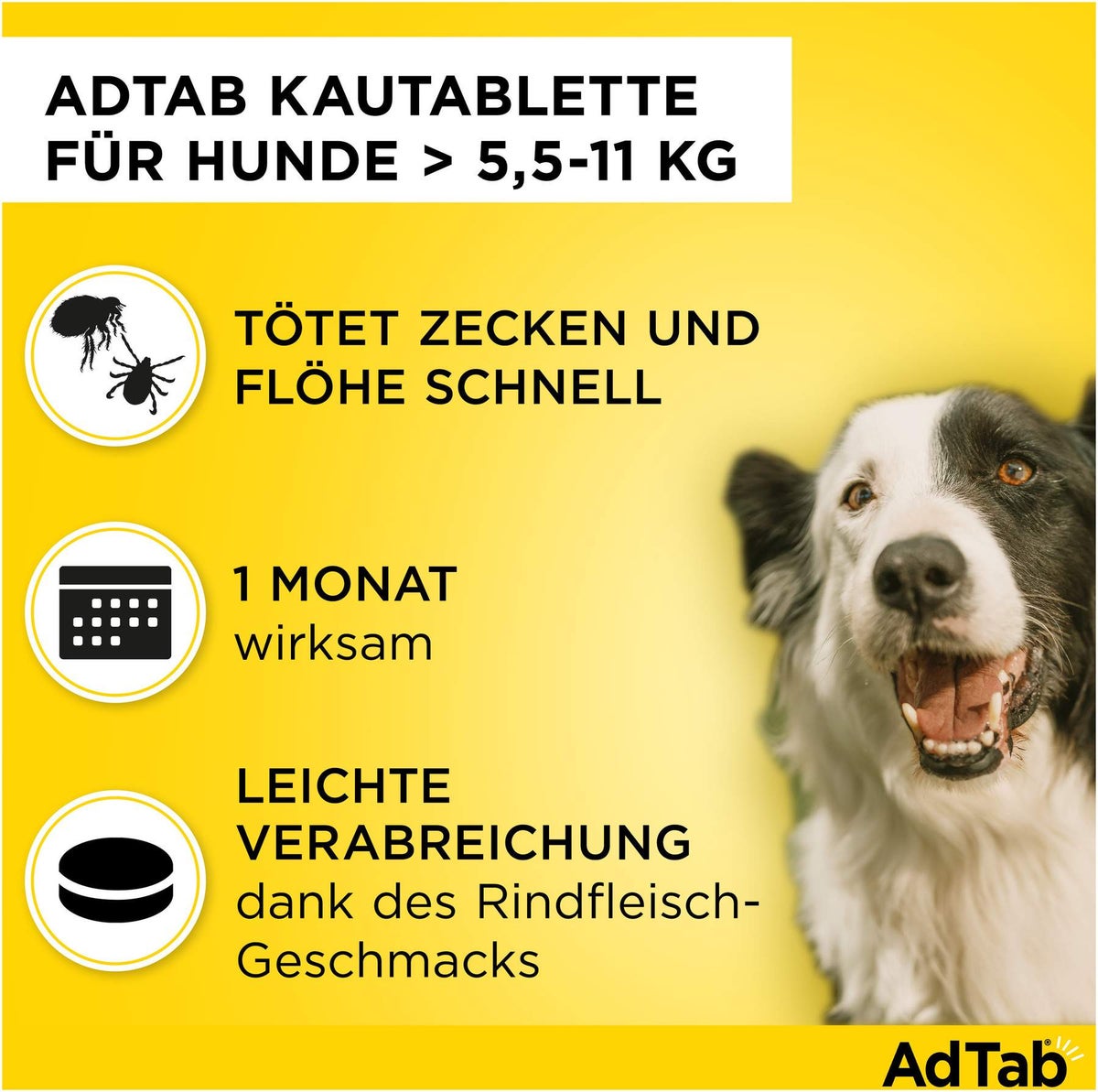 AdTab 225 mg für mittelgroße Hunde (5,5-11 kg) 3 Kautabletten
