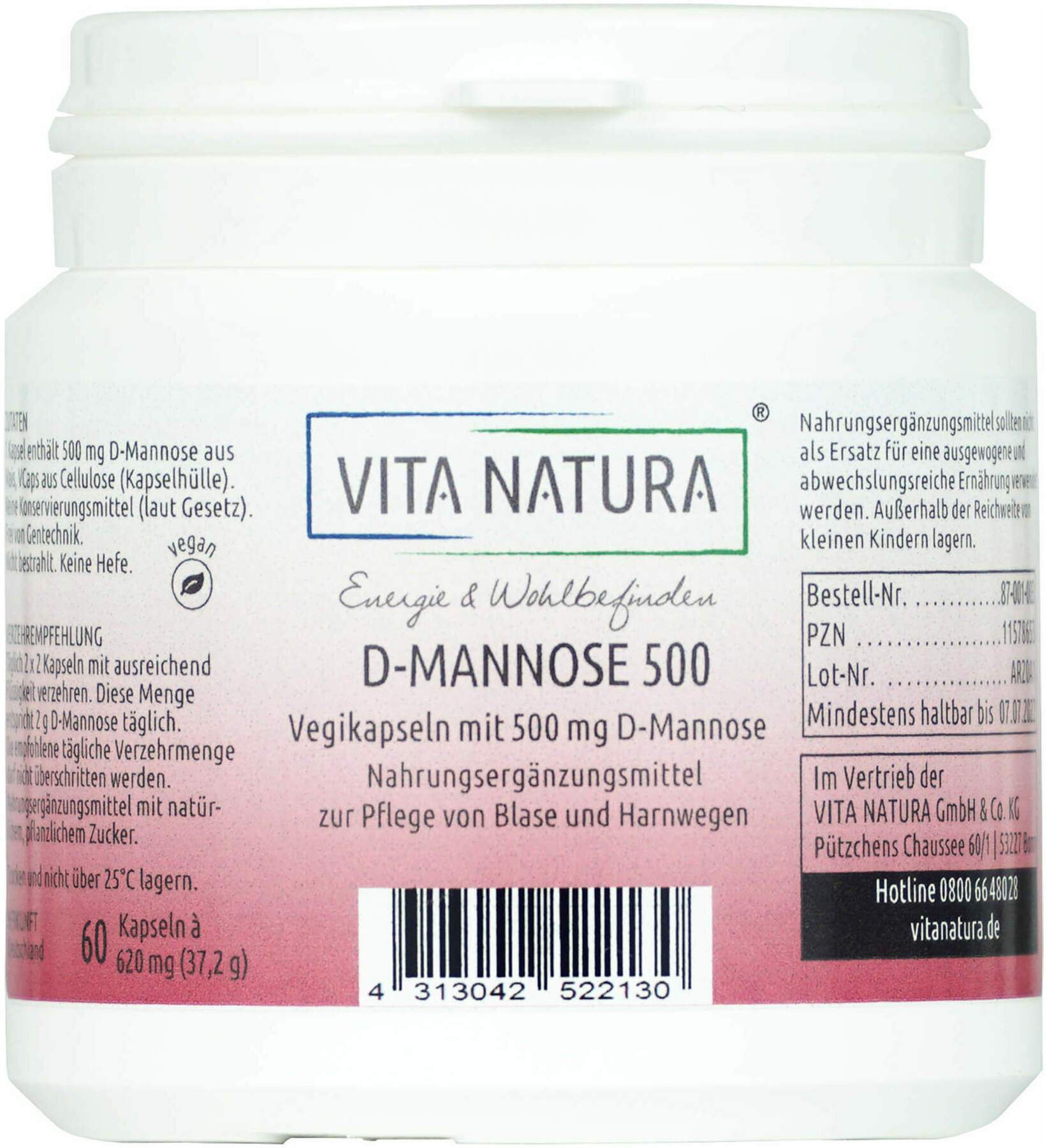 D-Mannose Kapseln 500 mg 60 Stück