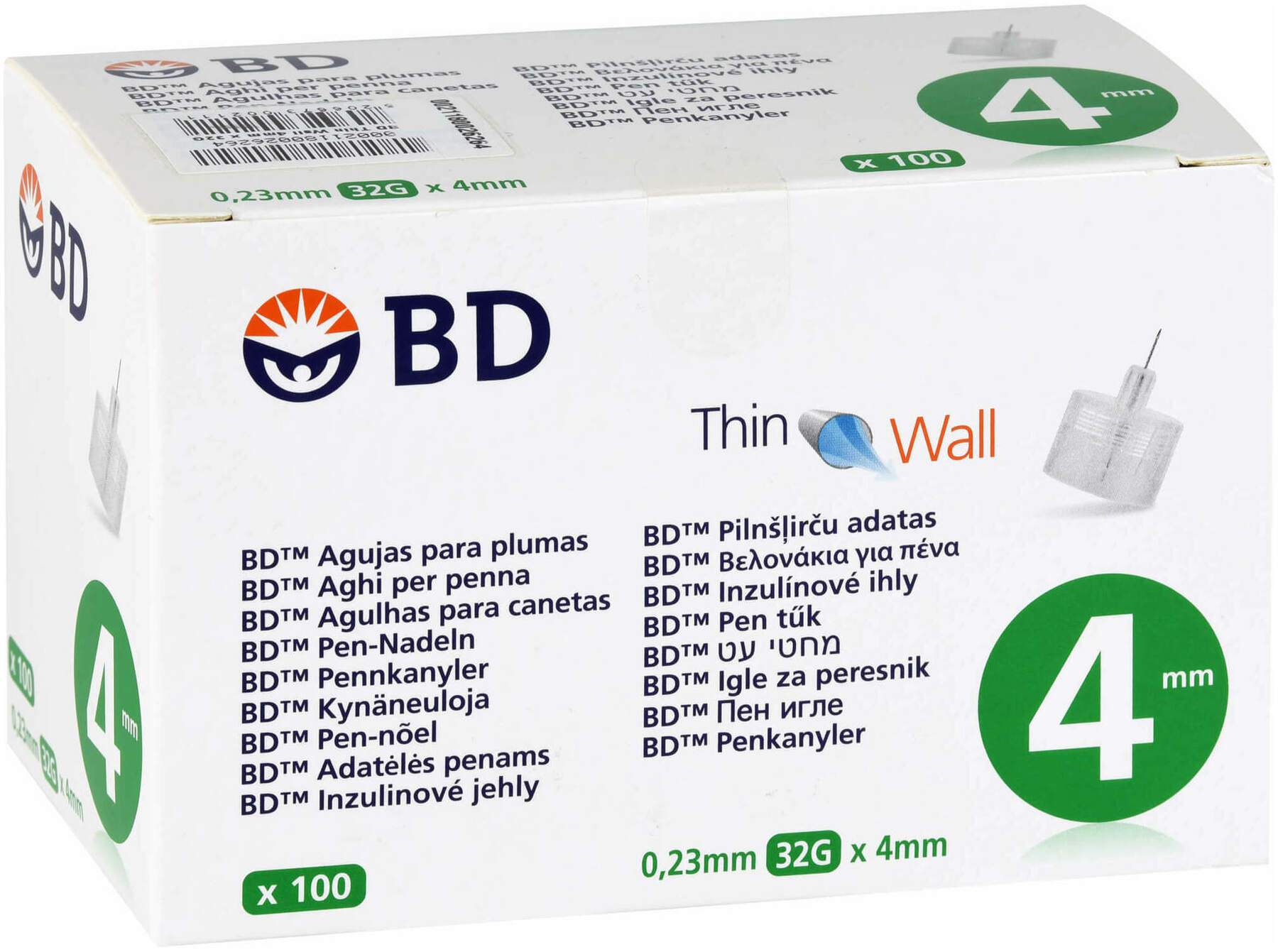 Bd Thin Wall Pen-Nadeln 0,23 32 G X 4 mm 100 Stück