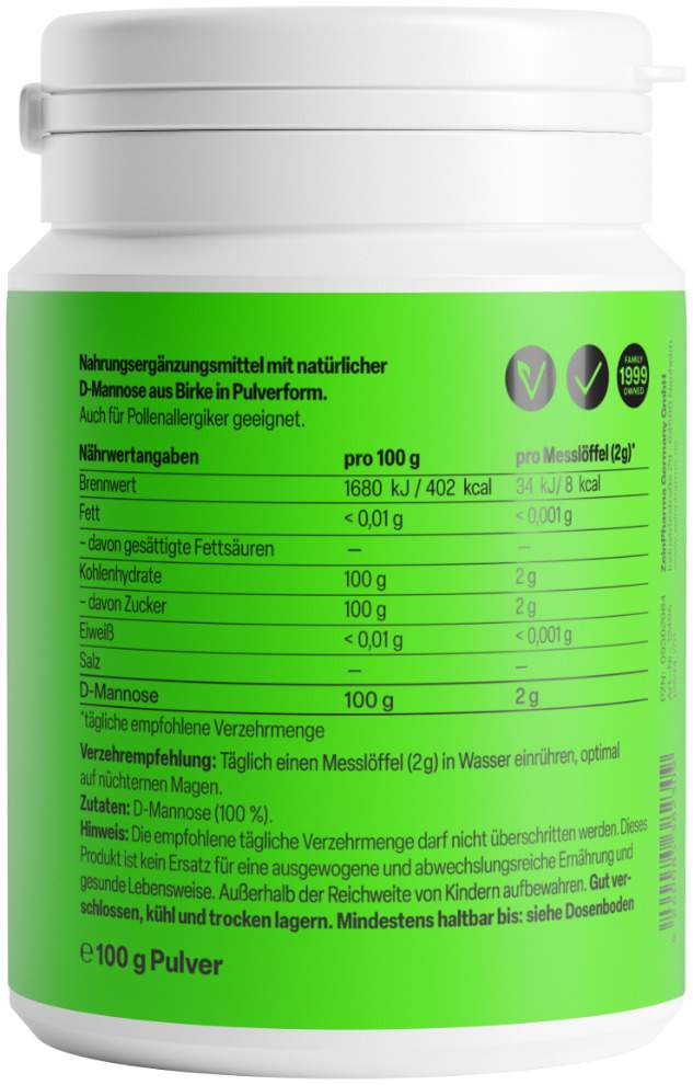 Natural D-Mannose Powder 100 g Pulver