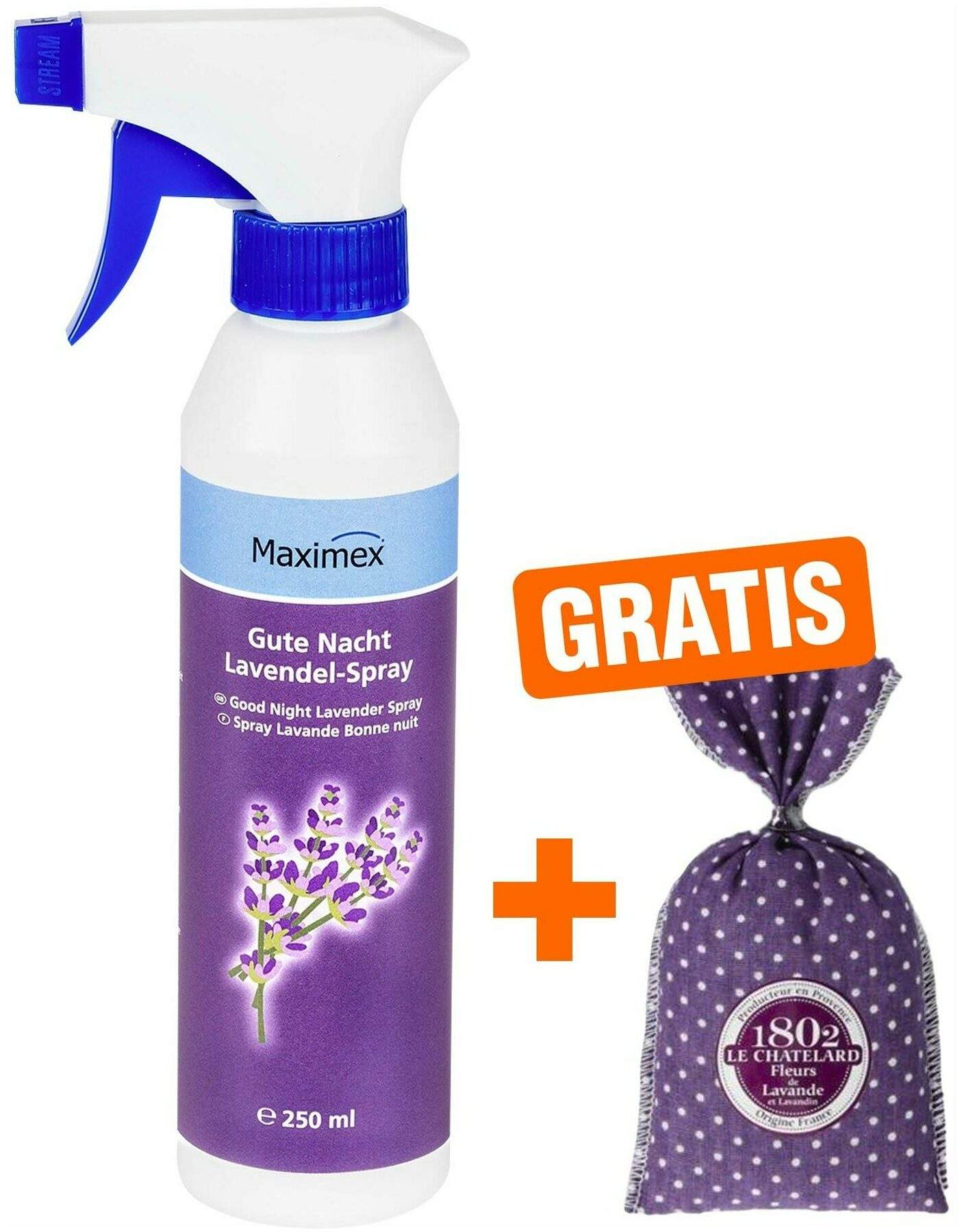 Gute Nacht Lavendel-Spray mit gratis Lavendelblüten Säckchen, 1 Set