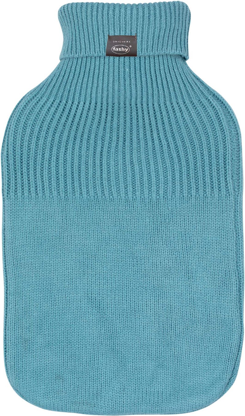Wärmflasche mit Rollkragen-Strickbezug, Stone Blue 1 Stück