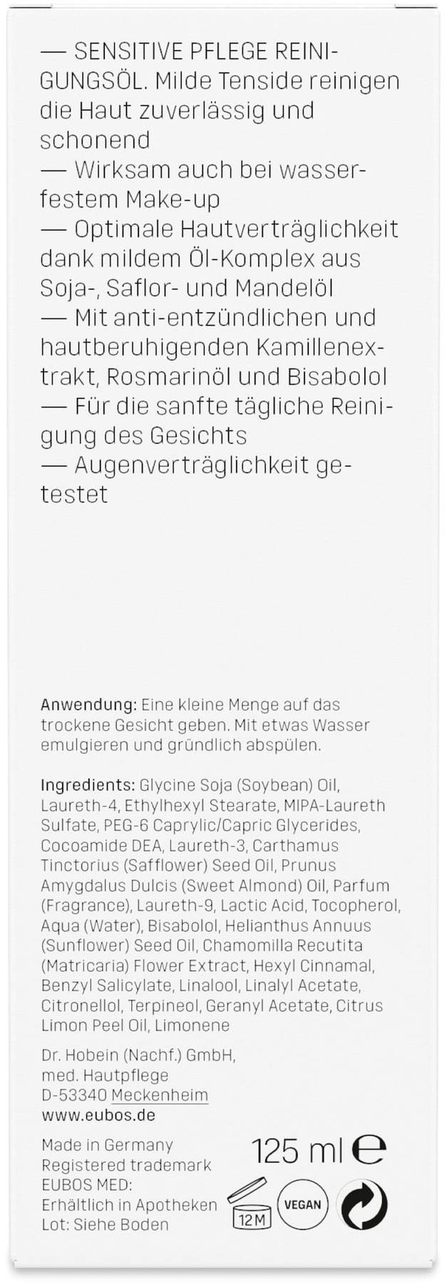 Eubos Sensitive Pflege Reinigungsöl 125 ml
