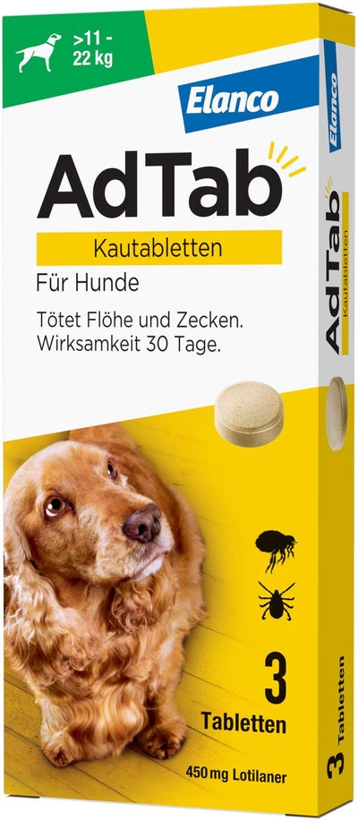 AdTab 450 mg für große Hunde (11-22 kg) 3 Kautabletten