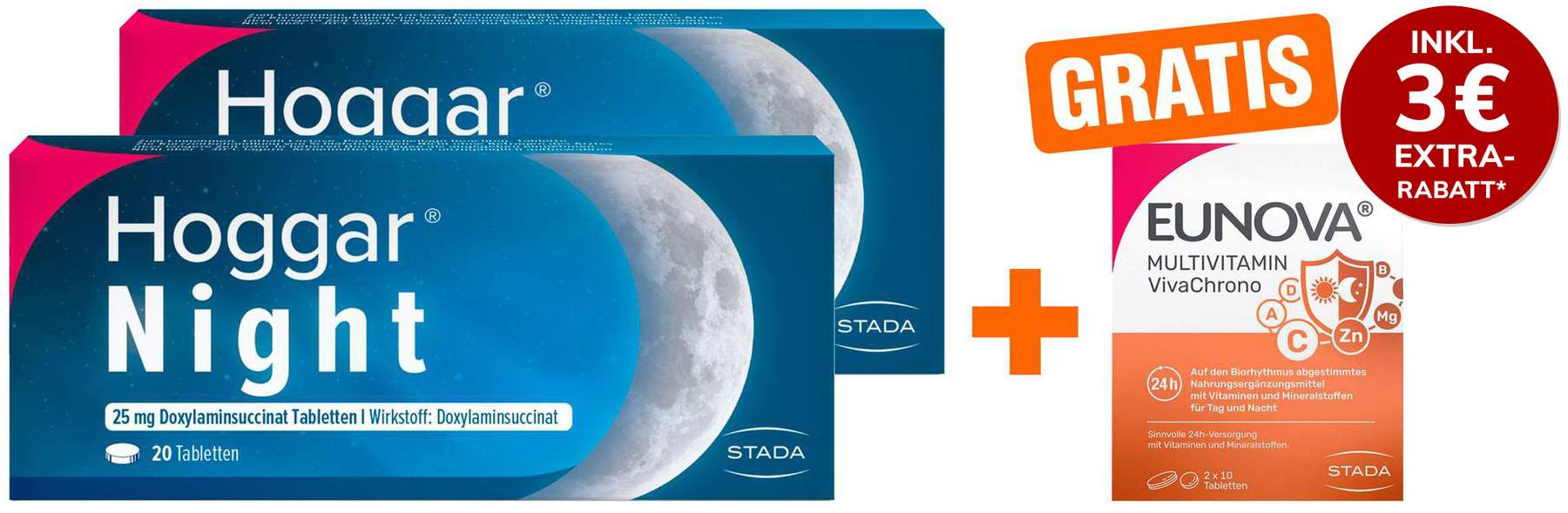 Hoggar Night 2 x 20 Tabletten + gratis Eunova VivaChrono 2 x 10 Tabletten