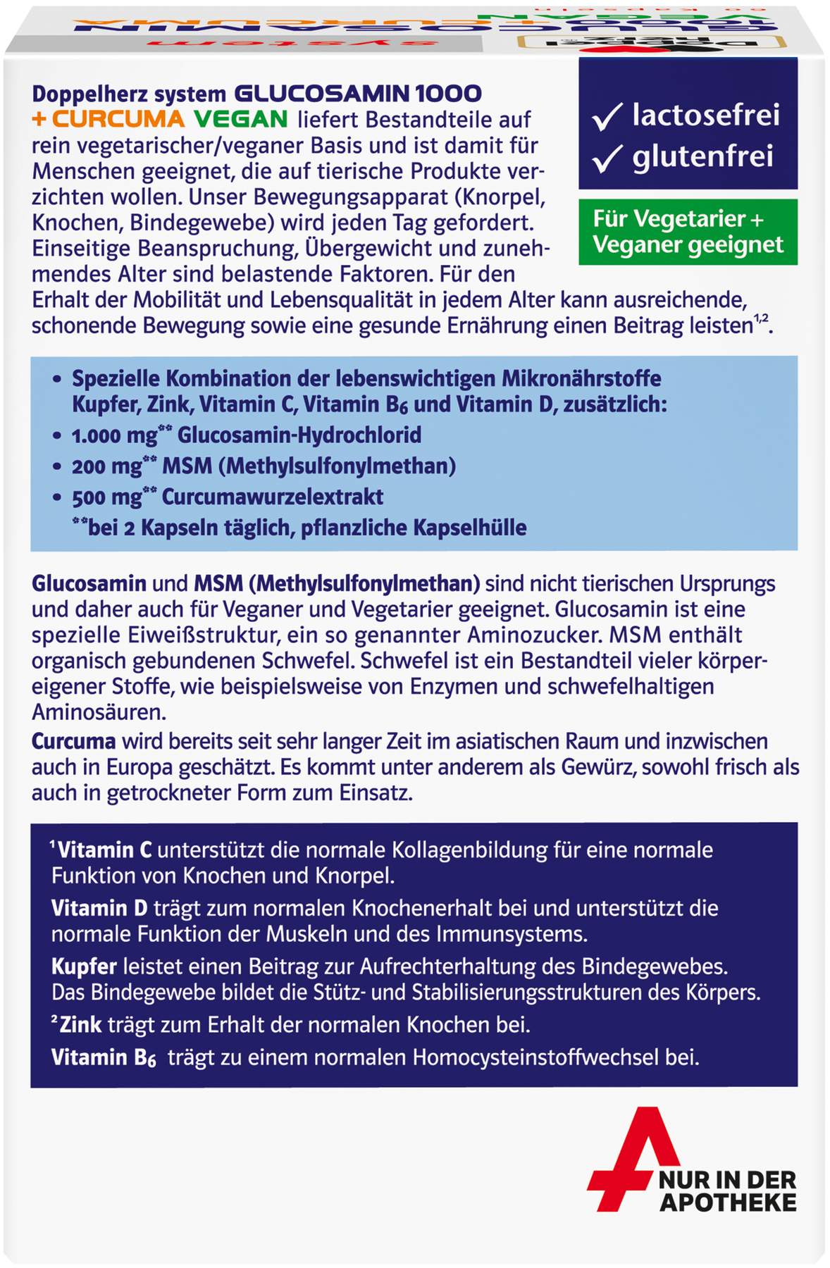 Doppelherz System Glucosamin 1000 + Curcuma Vegan 60 Kapseln