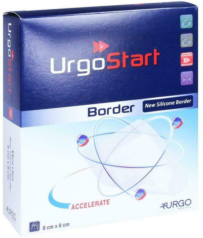 Urgostart Border 8 X 8 cm 10 Schaumstoffwundverbände