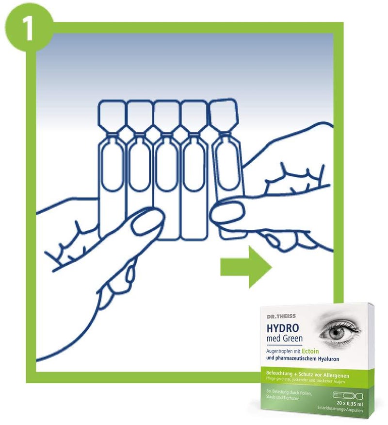 Dr.Theiss Hydro med Green Augentropfen 20 x 0,35 ml Einzeldosispipetten