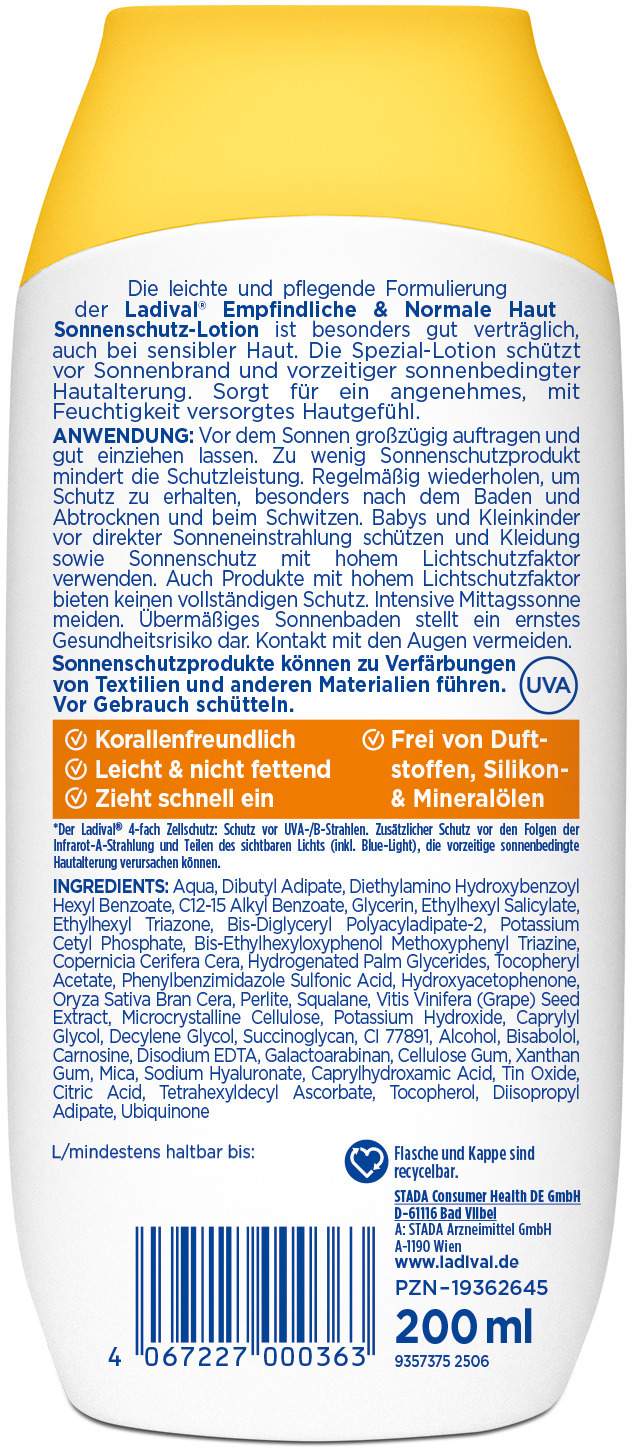 Ladival empfindliche & normale Haut Sonnenschutz-Lotion LSF 50+ 200 ml