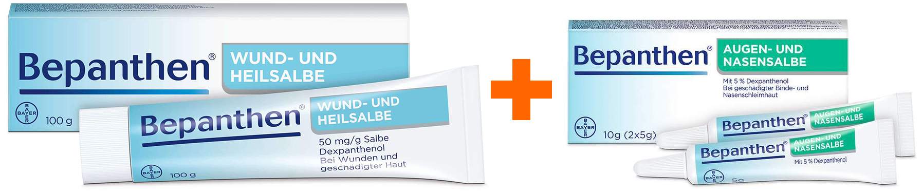 Bepanthen Wund- und Heilsalbe 100 g + Bepanthen Augen- und Nasensalbe 10 g (2 x 5 g)