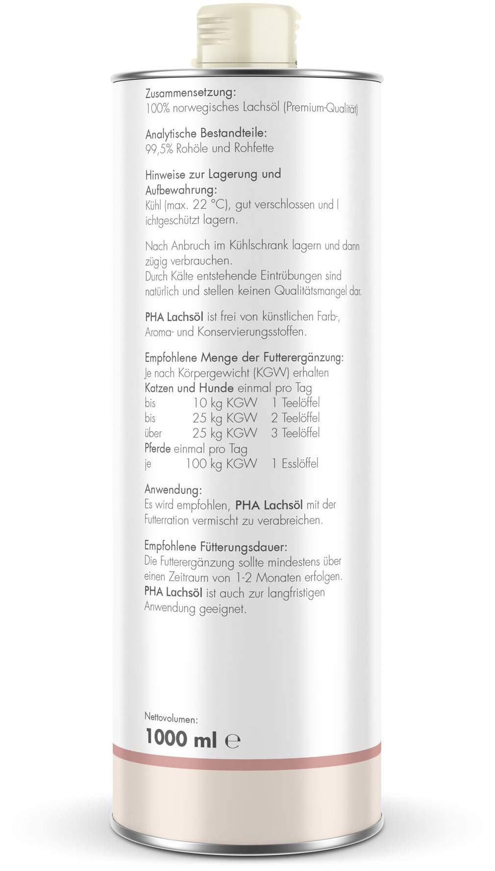 Pha Lachsöl Für Hunde, Katzen und Pferde 1000 ml