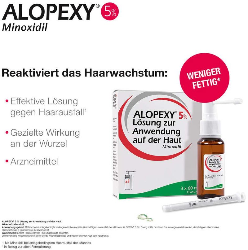 Alopexy 5% Lösung zur Anwendung auf der Haut 3 x 60 ml Lösung