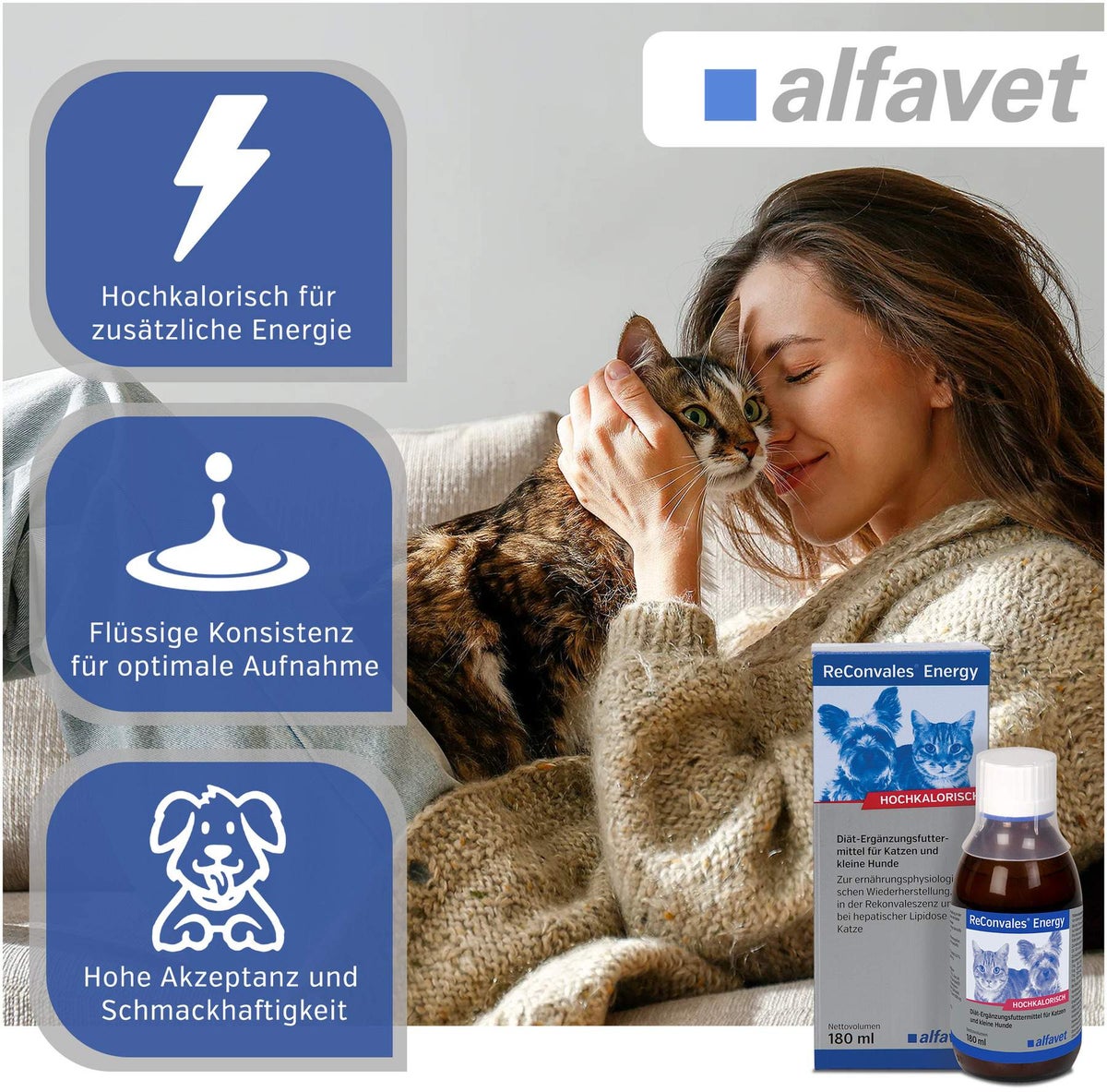 Reconvales Energy Diätergänzungsfuttermittel 180 ml Flüssigkeit für Katzen und kleine Hunde