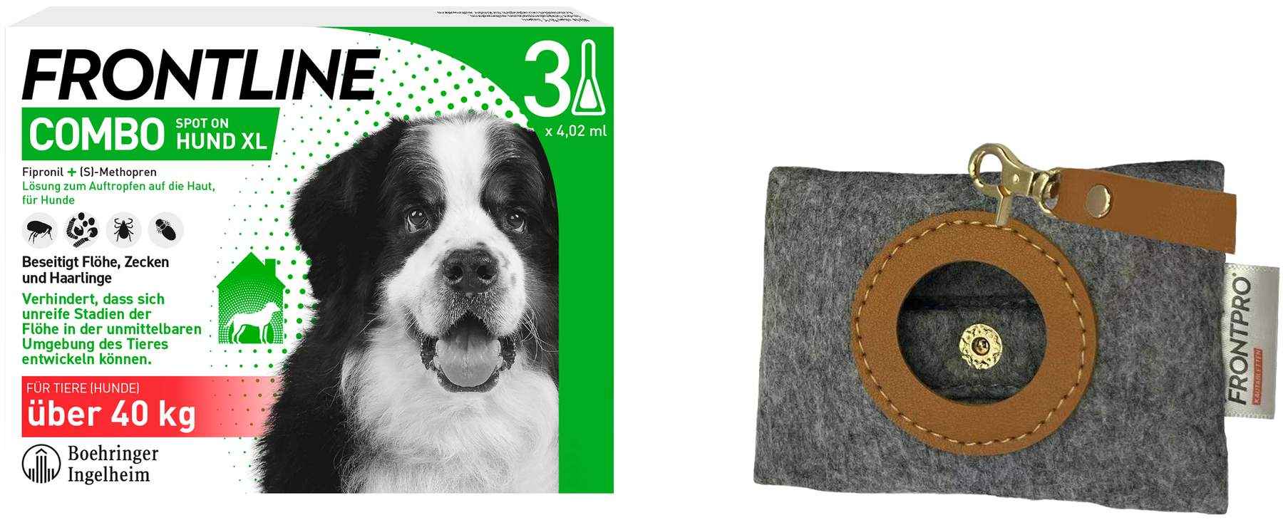 Frontline Combo Spot on Hund XL 40-60 kg 3 Pipetten + gratis Frontline Hundekotbeutelspender