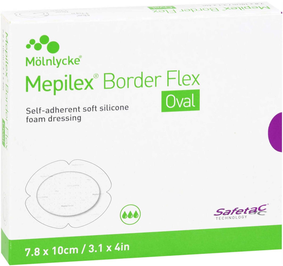 Mepilex Border Flex Schaumverband Haftend 7,8 X 10 cm Oval 5 Stück