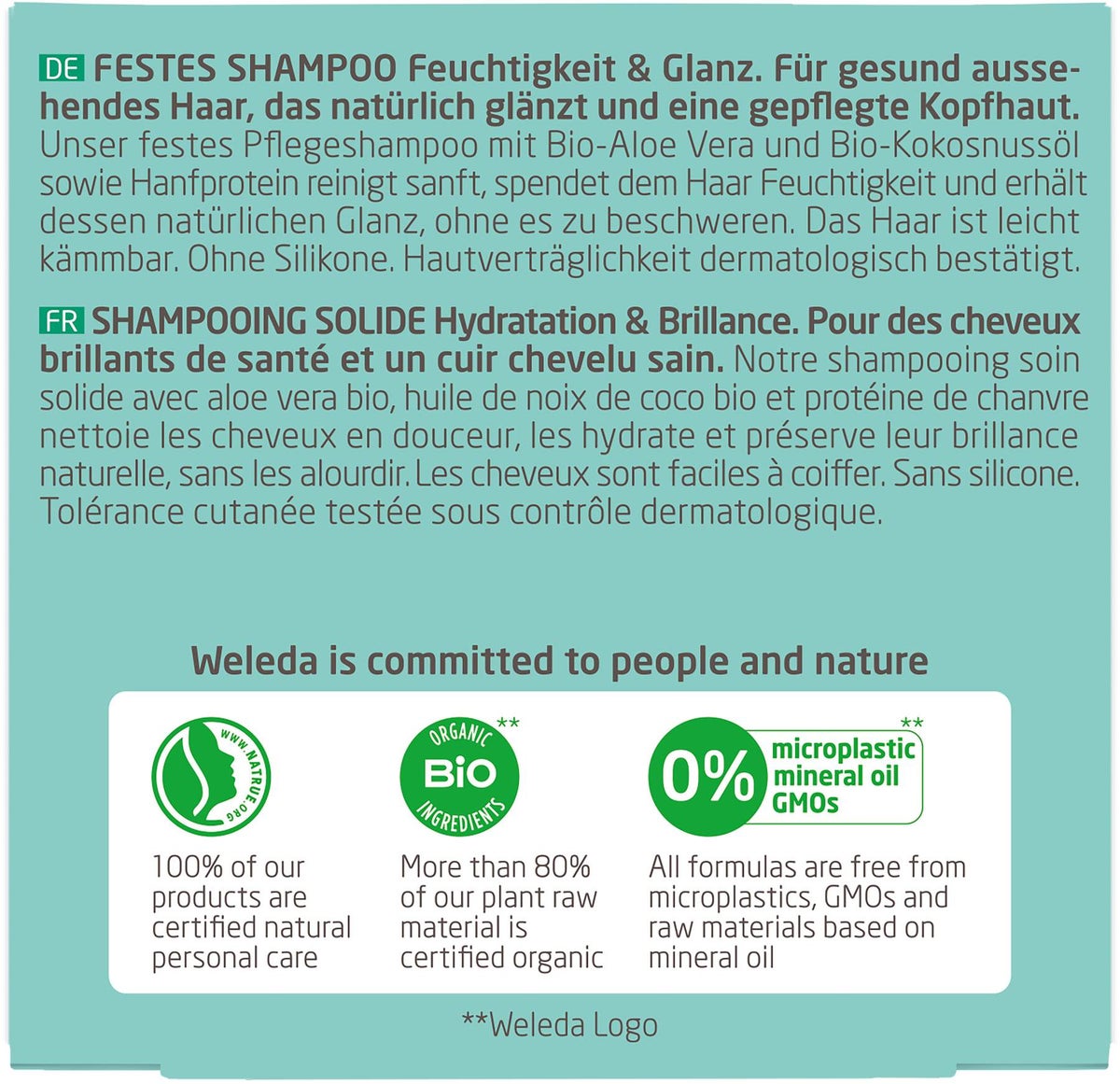 Weleda Festes Shampoo Feuchtigkeit & Glanz 50 G