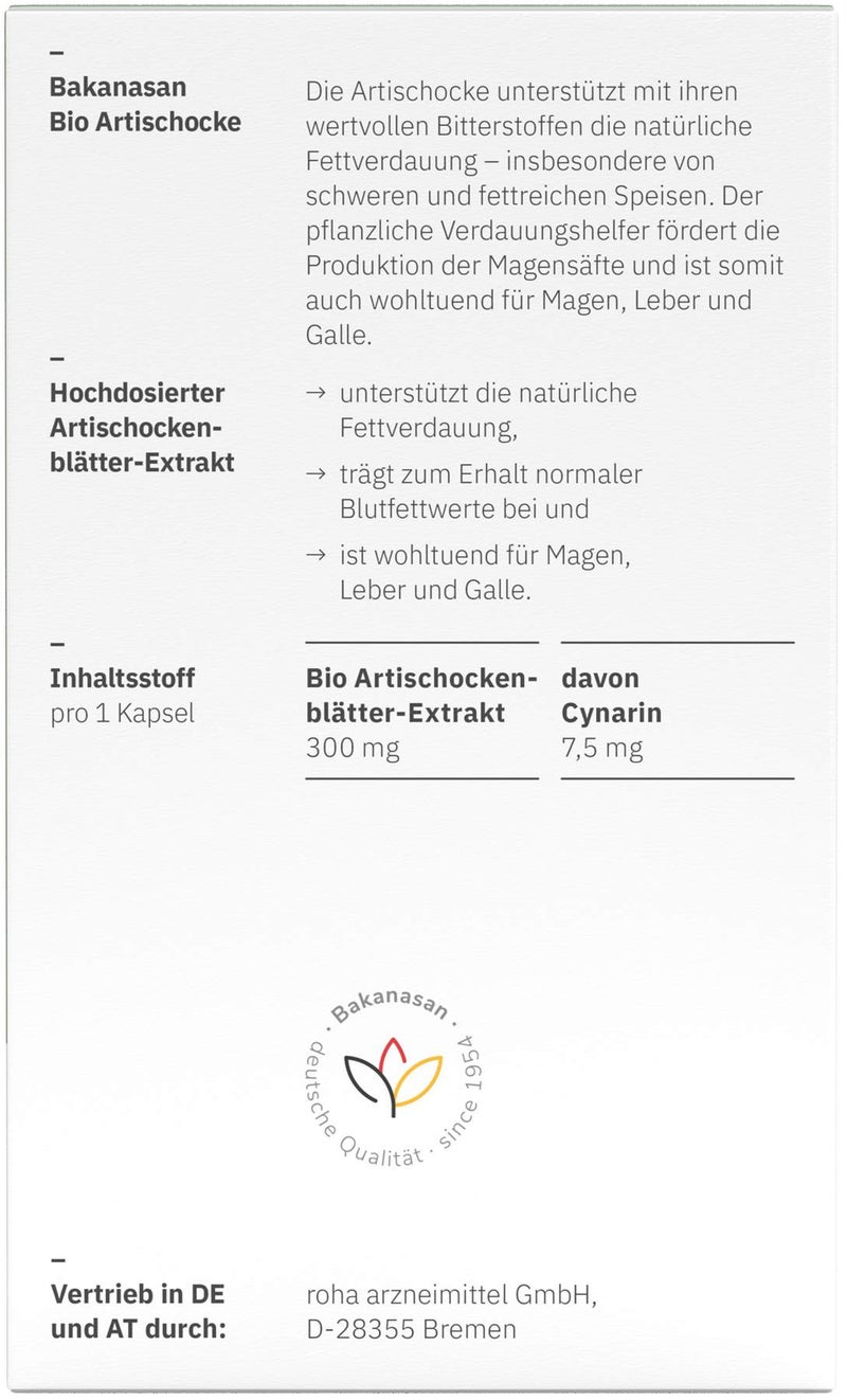 Bakanasan Bio Artischocke 100 Kapseln