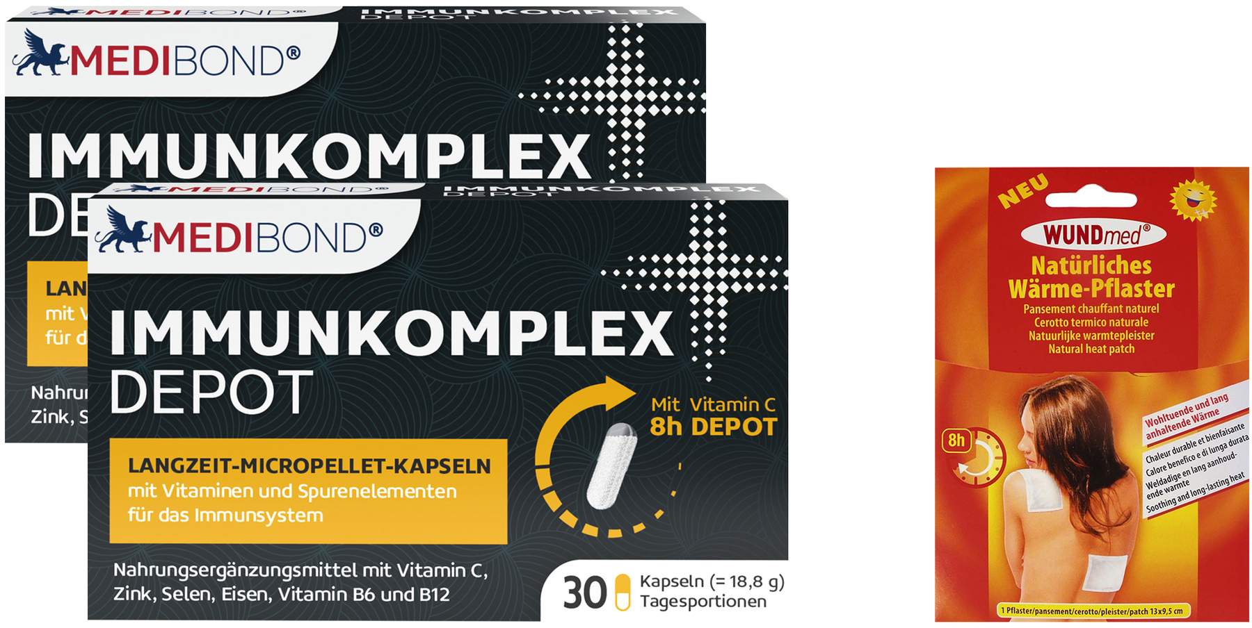 Immunkomplex Depot Medibond 2 x 30 Kapseln + gratis Wärmepflaster 13 x 9,5 cm 1 Stück