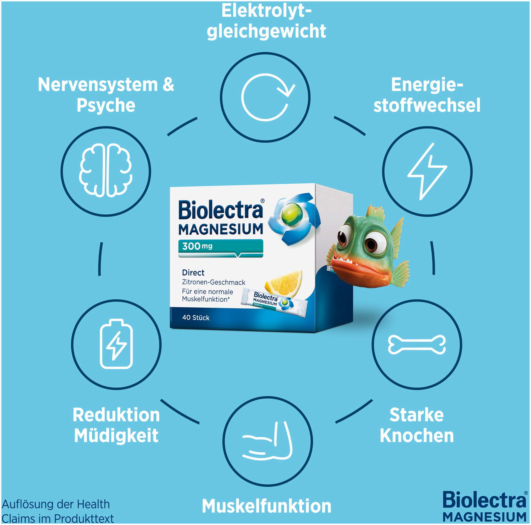 Biolectra Magnesium 300 mg Direct Zitronengeschmack 60 Beutel