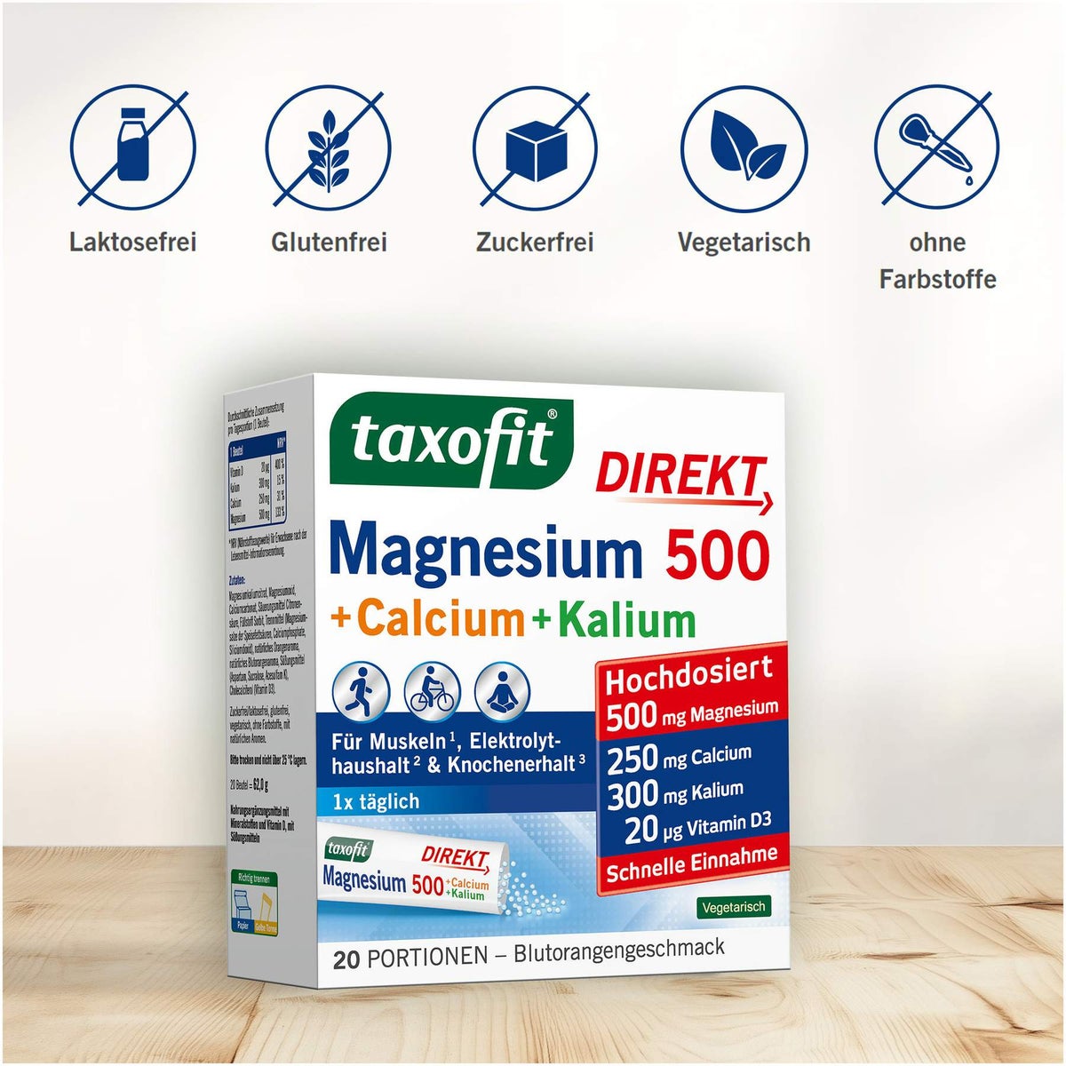 Taxofit Magnesium 500 + Calcium + Kalium 20 Beutel