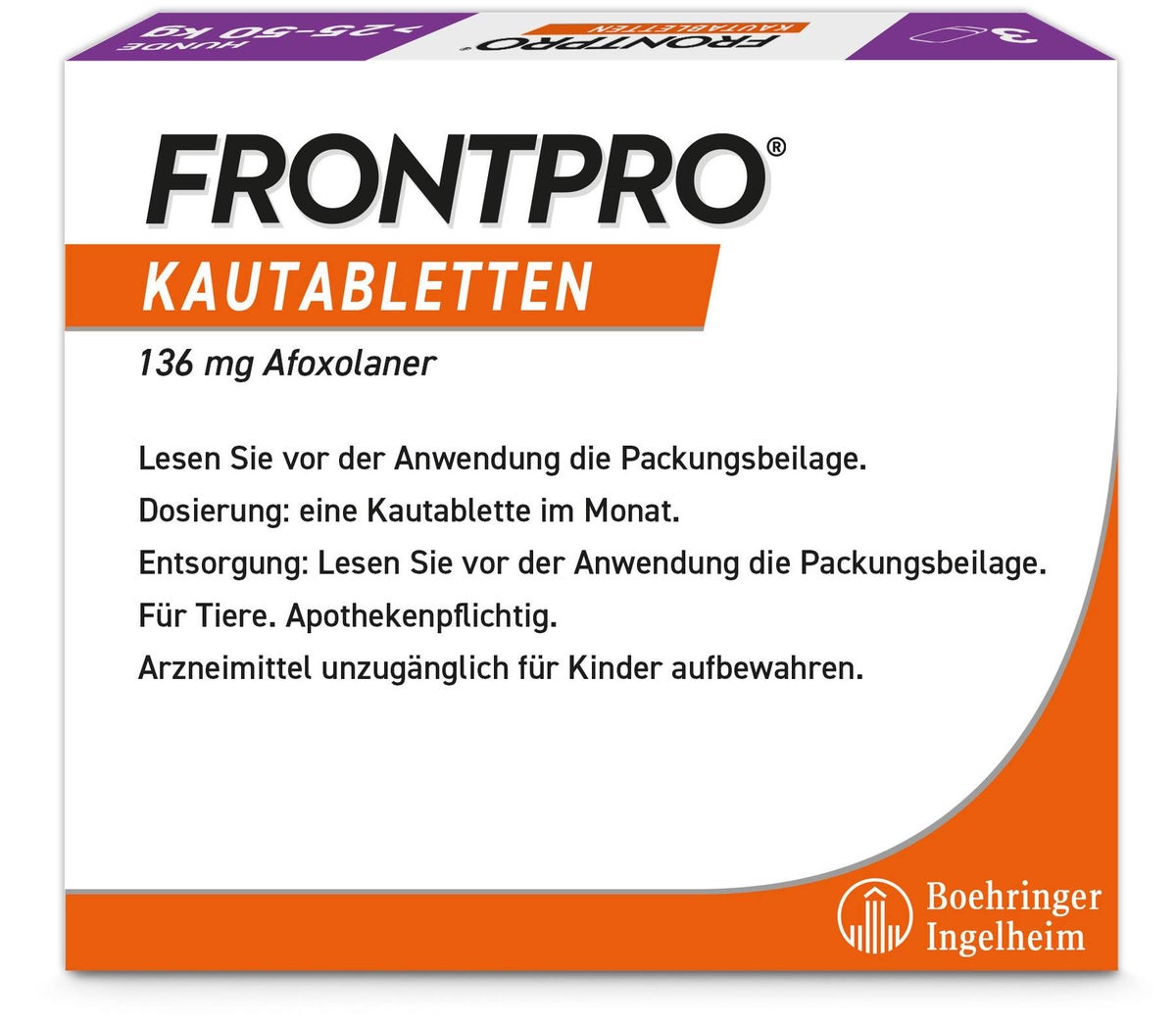Frontpro 136 mg für Hunde 25-50 kg 3 Kautabletten
