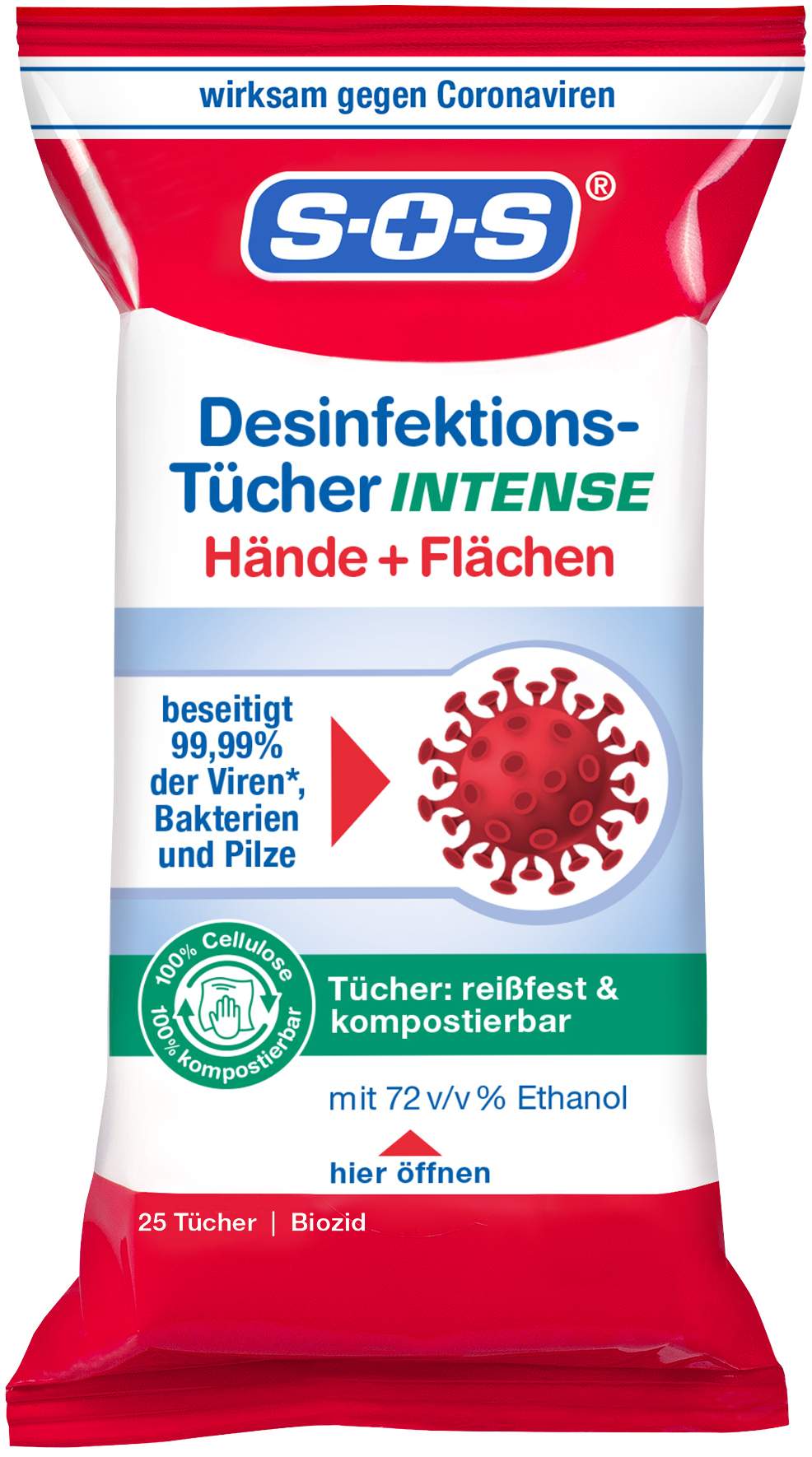 Sos Desinfektionstücher Intense 25 Stück