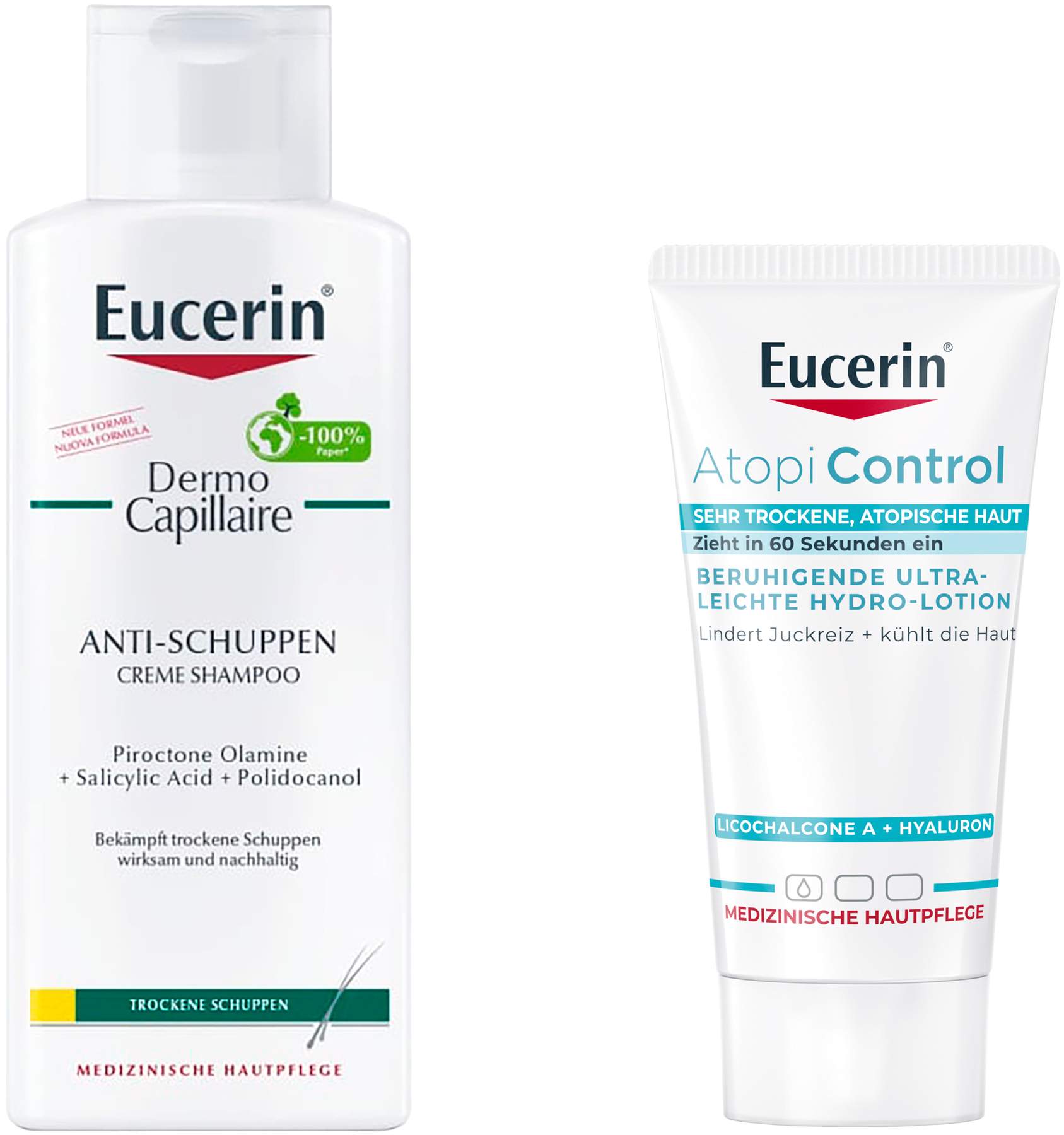 Eucerin Dermo Capillaire Anti-Schuppen Creme Shampoo 250 ml + gratis AtopiControl Hydro-Lotion 20 ml