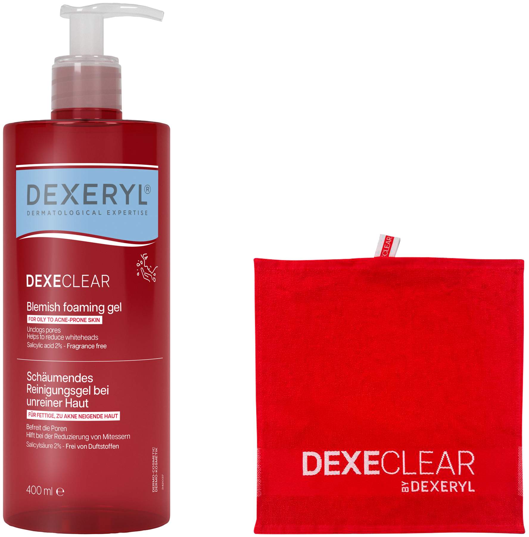 Dexeryl Dexeclear schäumendes Reinigungsgel 400 ml + gratis Handtuch 1 Stück