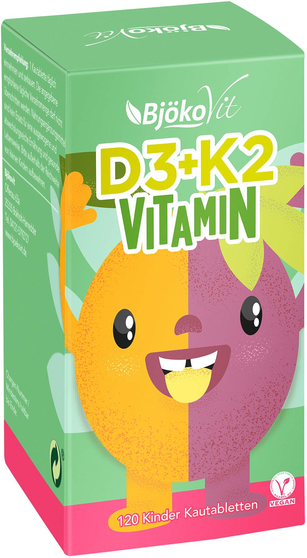 Bjökovit Vitamin D3 + K2 Tabletten Kinder Pfirsich - Maracuja...
