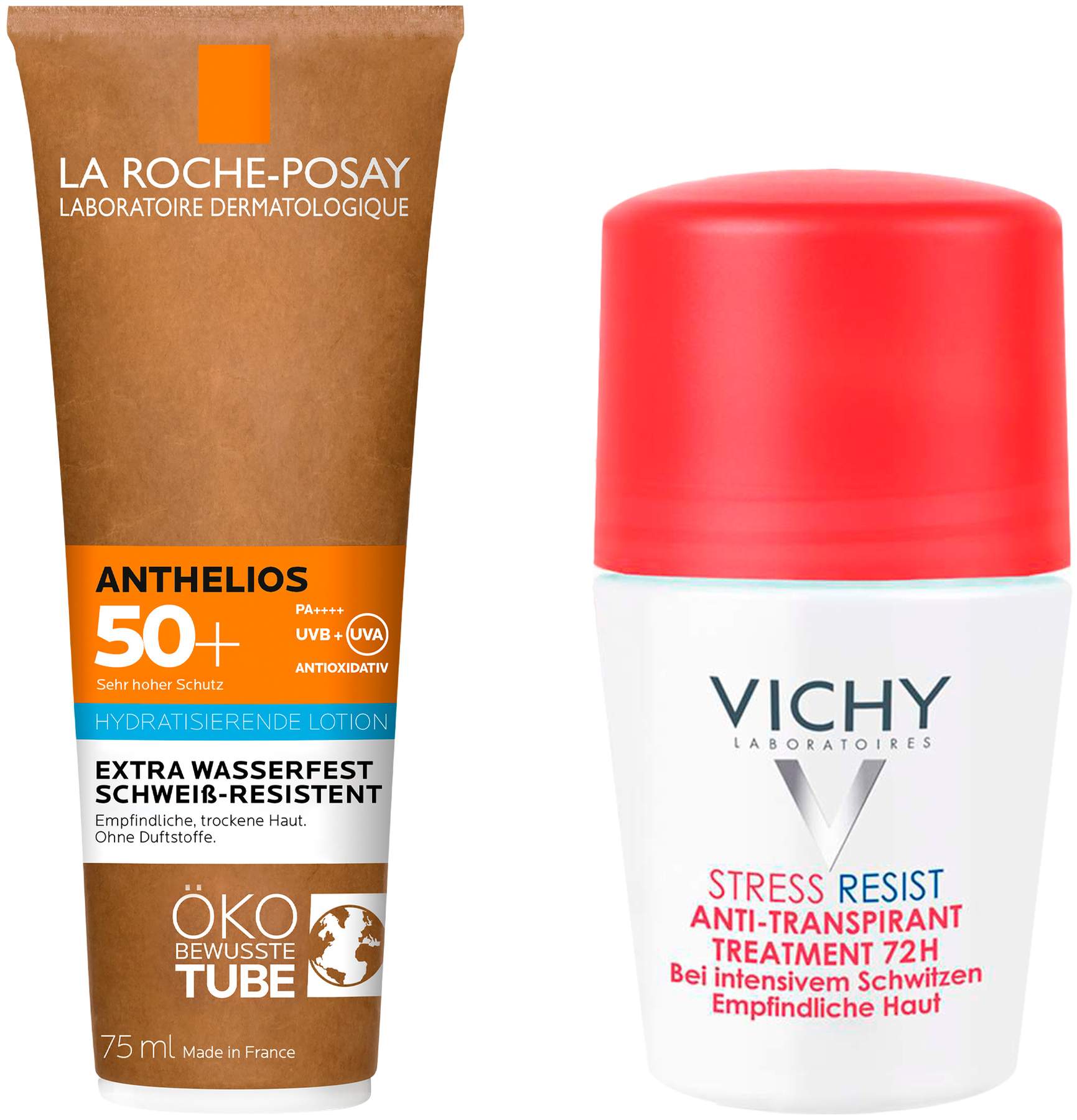 La Roche Posay Anthelios Milch LSF 50+ 75 ml + gratis Vichy Deo Stress Resist 72h 50 ml