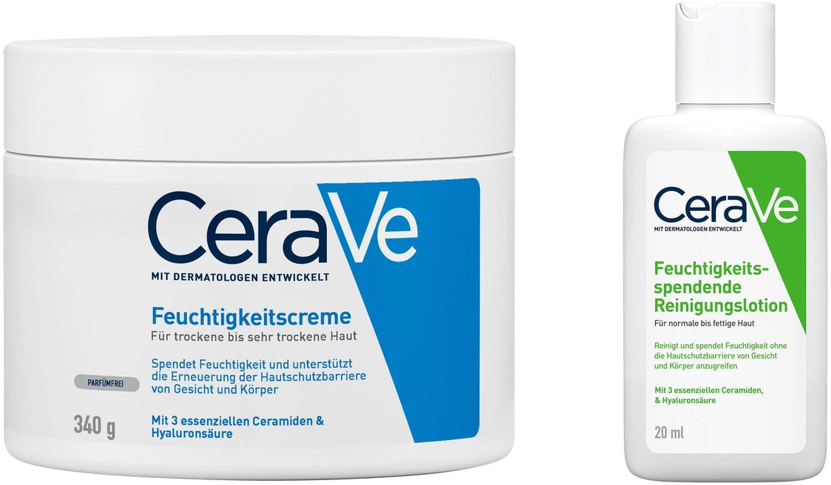 CeraVe Feuchtigkeitscreme 340 g + gratis feuchtigkeitsspendende Reinigungslotion 20 ml
