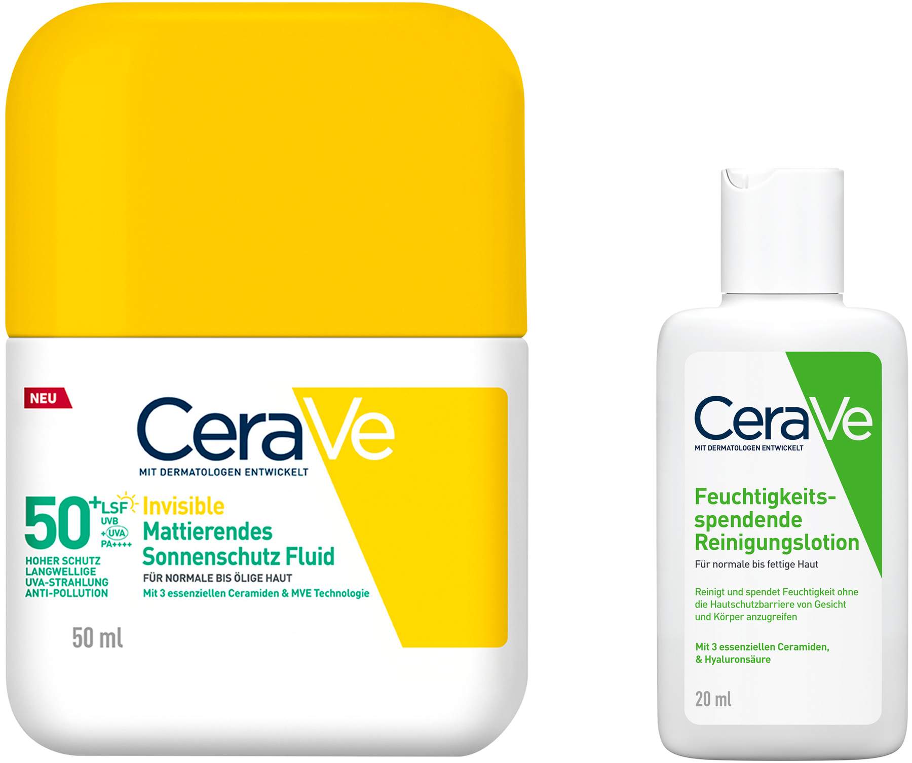 CeraVe Mattierendes Sonnenschutz Fluid LSF 50+ 50 ml + gratis CeraVe Reinigungslotion 20 ml
