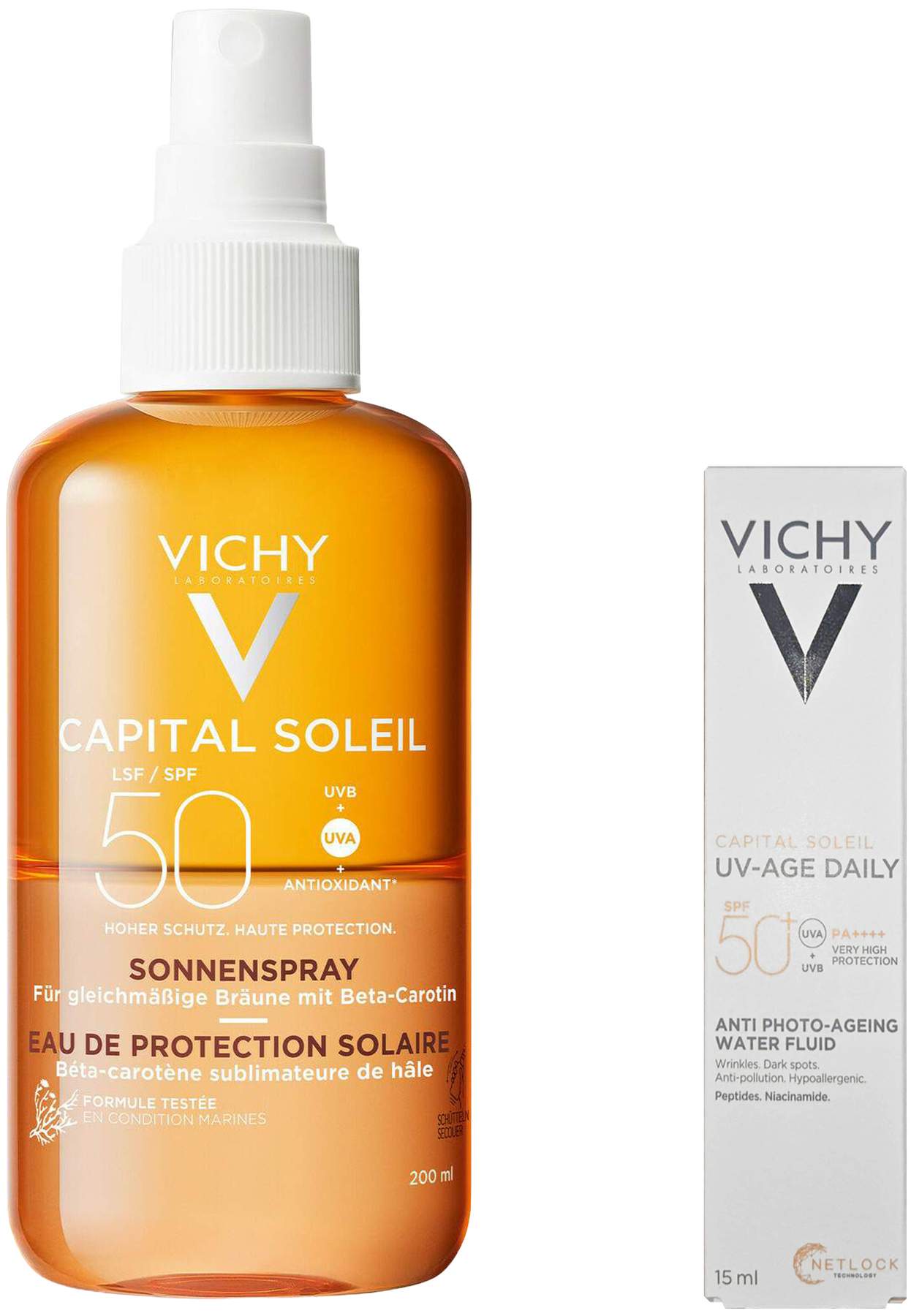 Vichy Capital Soleil bräunungsintensivierendes Sonnenspray LSF 50 200 ml + gratis Capital Soleil UV-Age LSF 50+ 15 ml