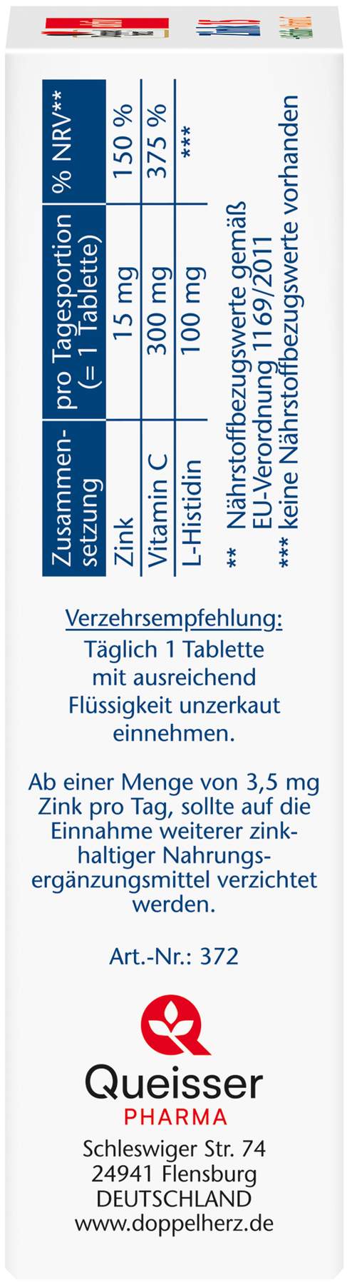 Doppelherz Aktiv Zink + Histidin Depot 30 Tabletten