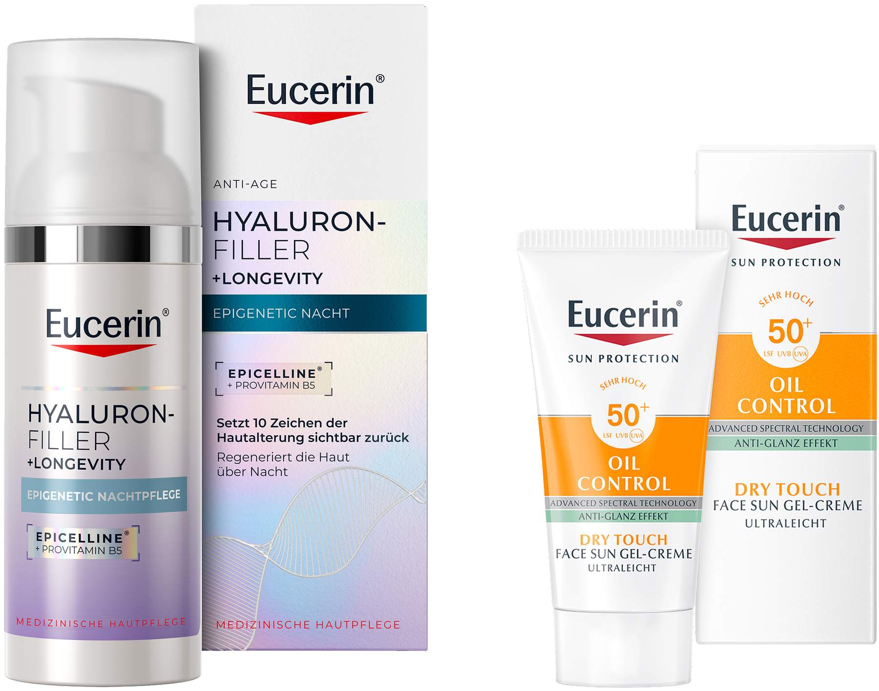 Eucerin Anti-Age Hyaluron-Filler Epigenetic Nachtcreme 50 ml + gratis Eucerin Sun Oil Control Gel-Creme 20 ml