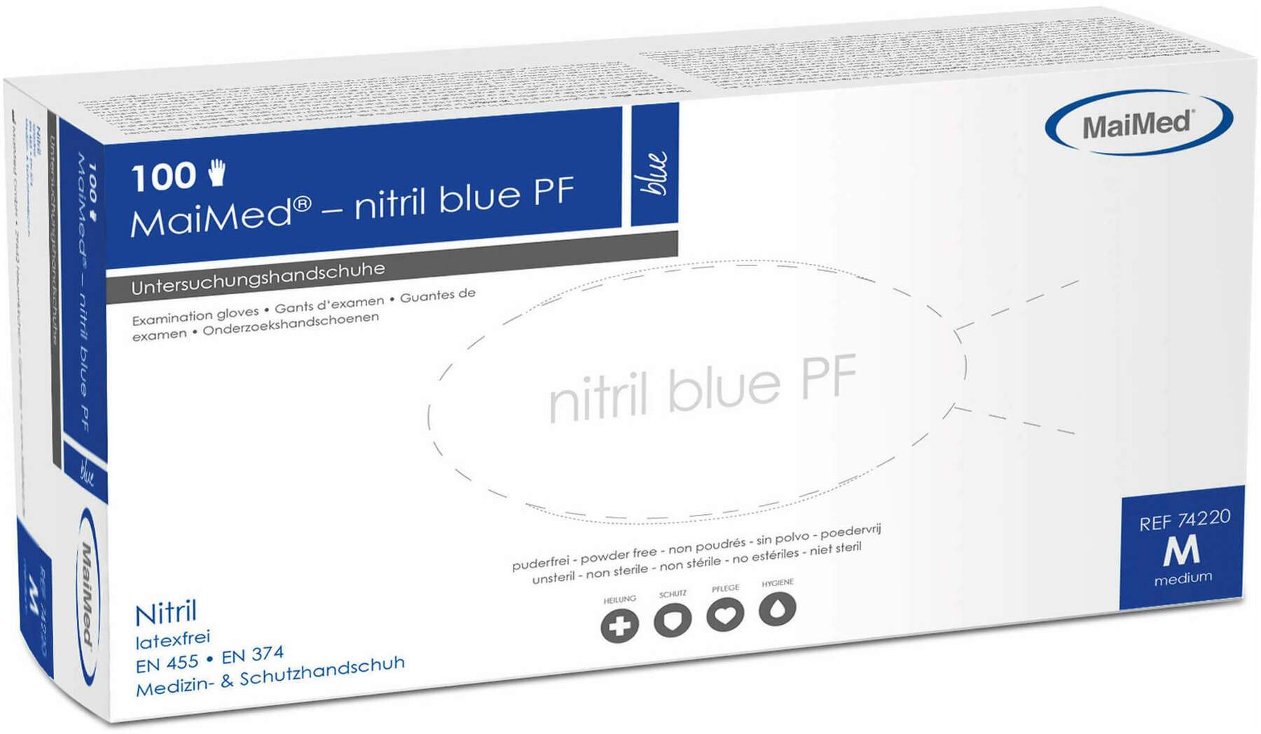 Maimed Nitril Unt.Handsch.Unster.Pf Gr.M Blau