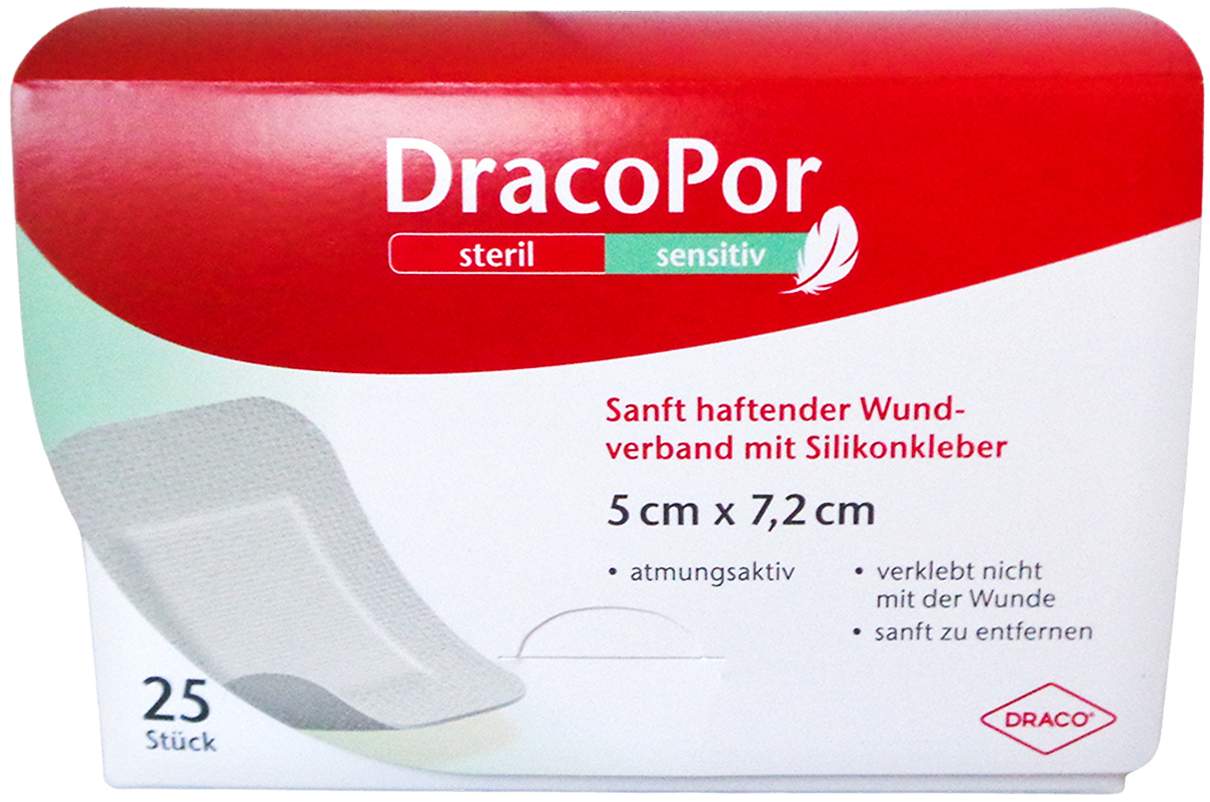 Dracopor Sensitiv 5x7,2 cm Steril M.Silikonkleber