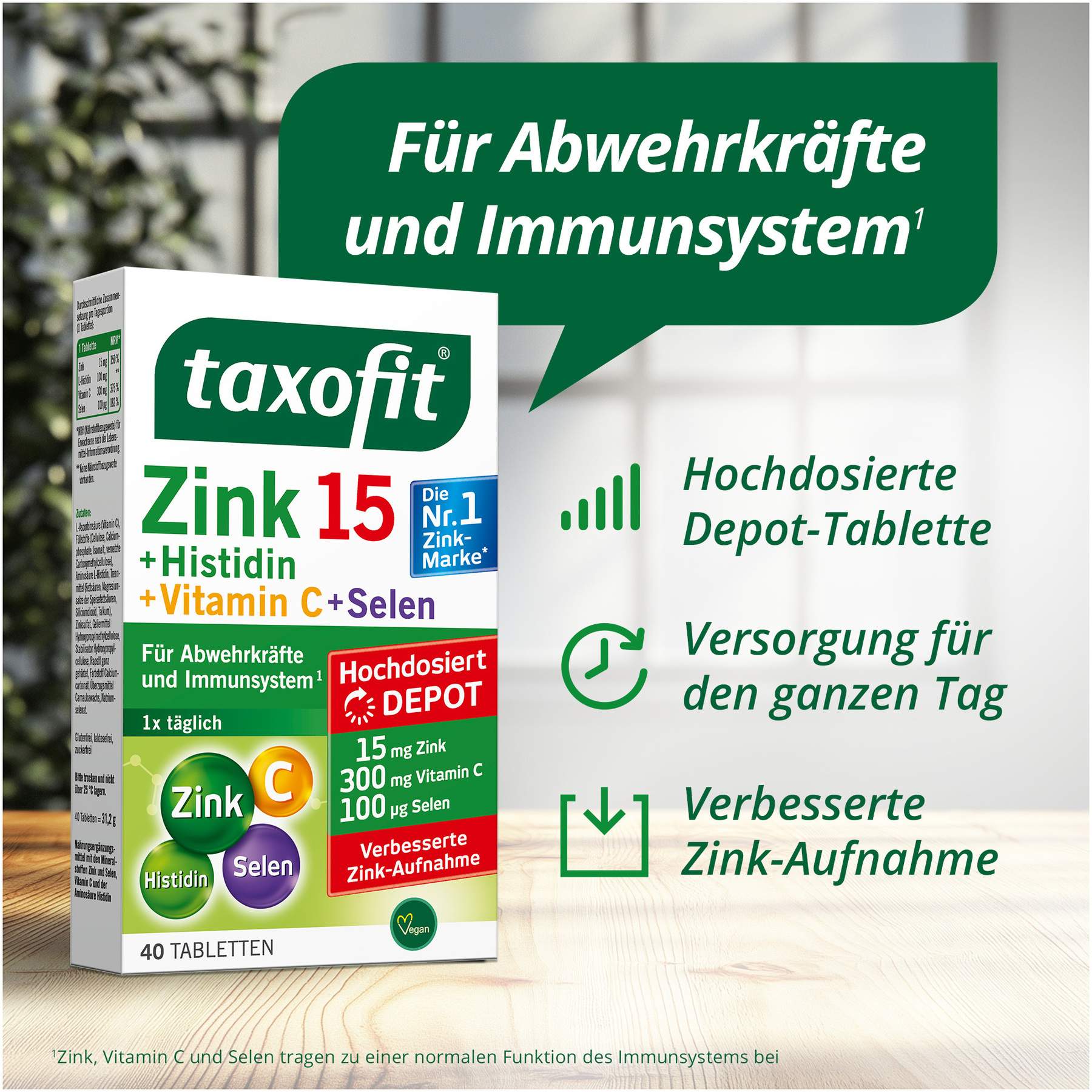 Taxofit Zink + Histidin + Selen Depot 40 Tabletten