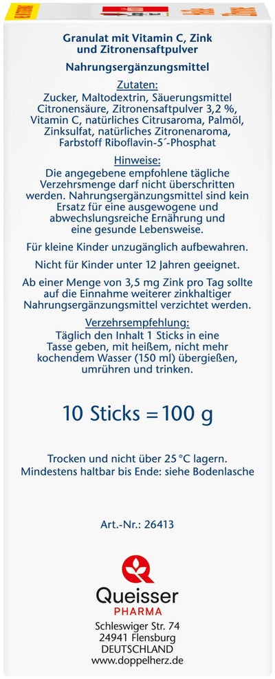 Doppelherz aktiv Heiße Zitrone Vitamin C + Zink Granulat 10 Stück